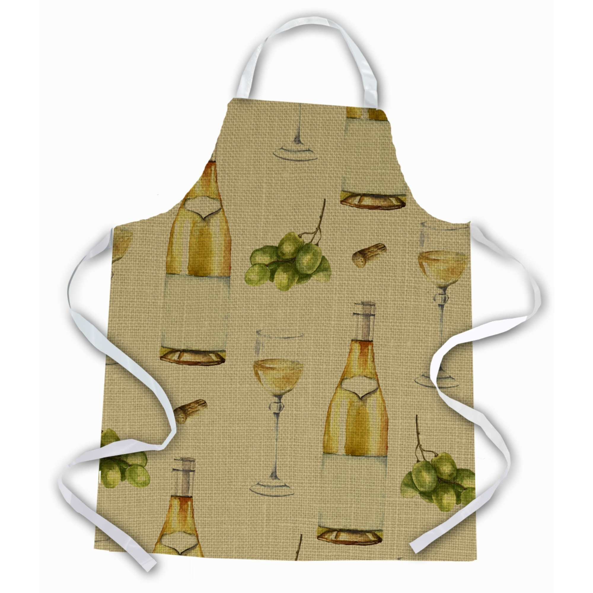 &quotCaroline's Treasures White Wine On Linen Apron, Large, Multicolor"