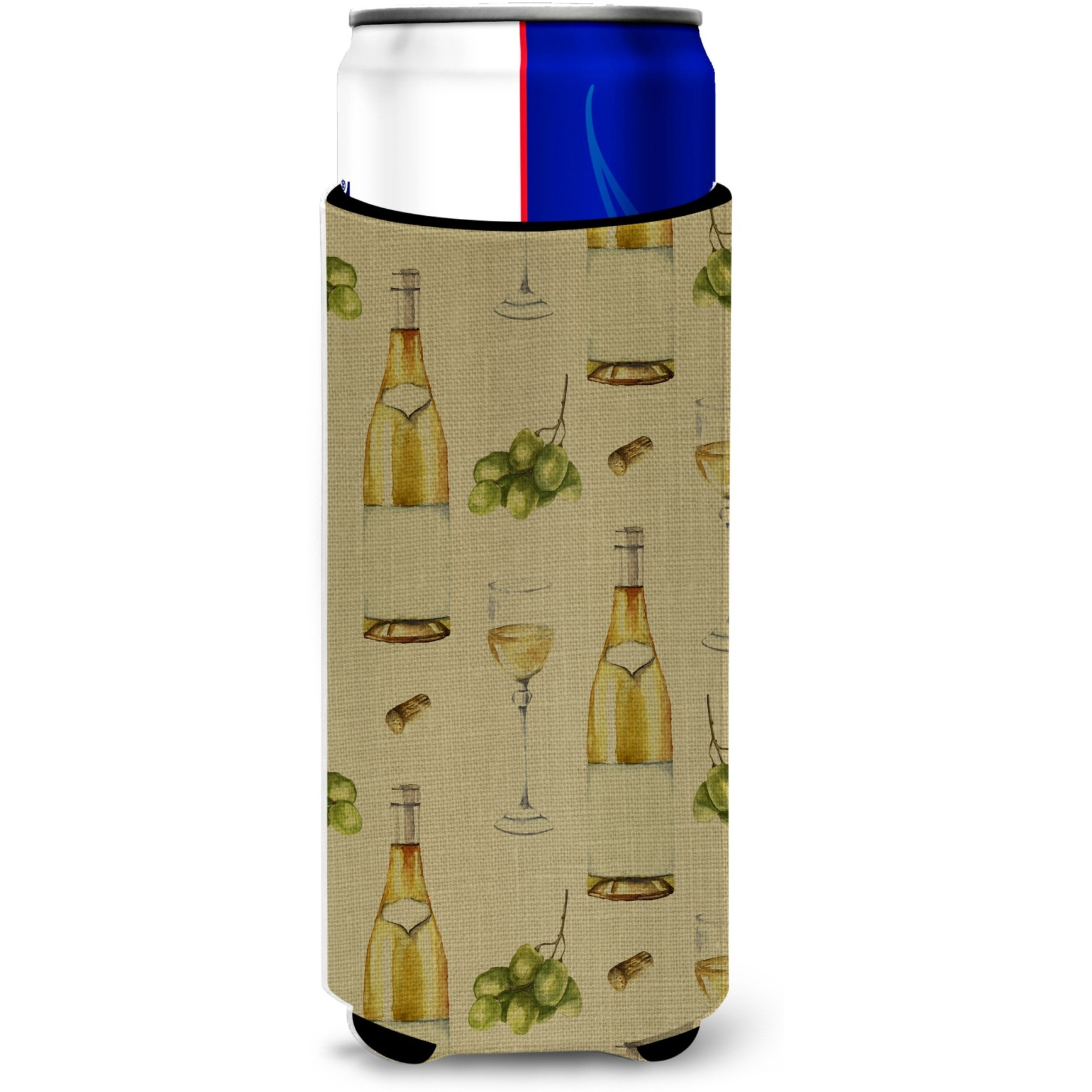 &quotCaroline's Treasures White Wine On Linen Michelob Ultra Hugger For Slim Cans, Slim Can, Multicolor"