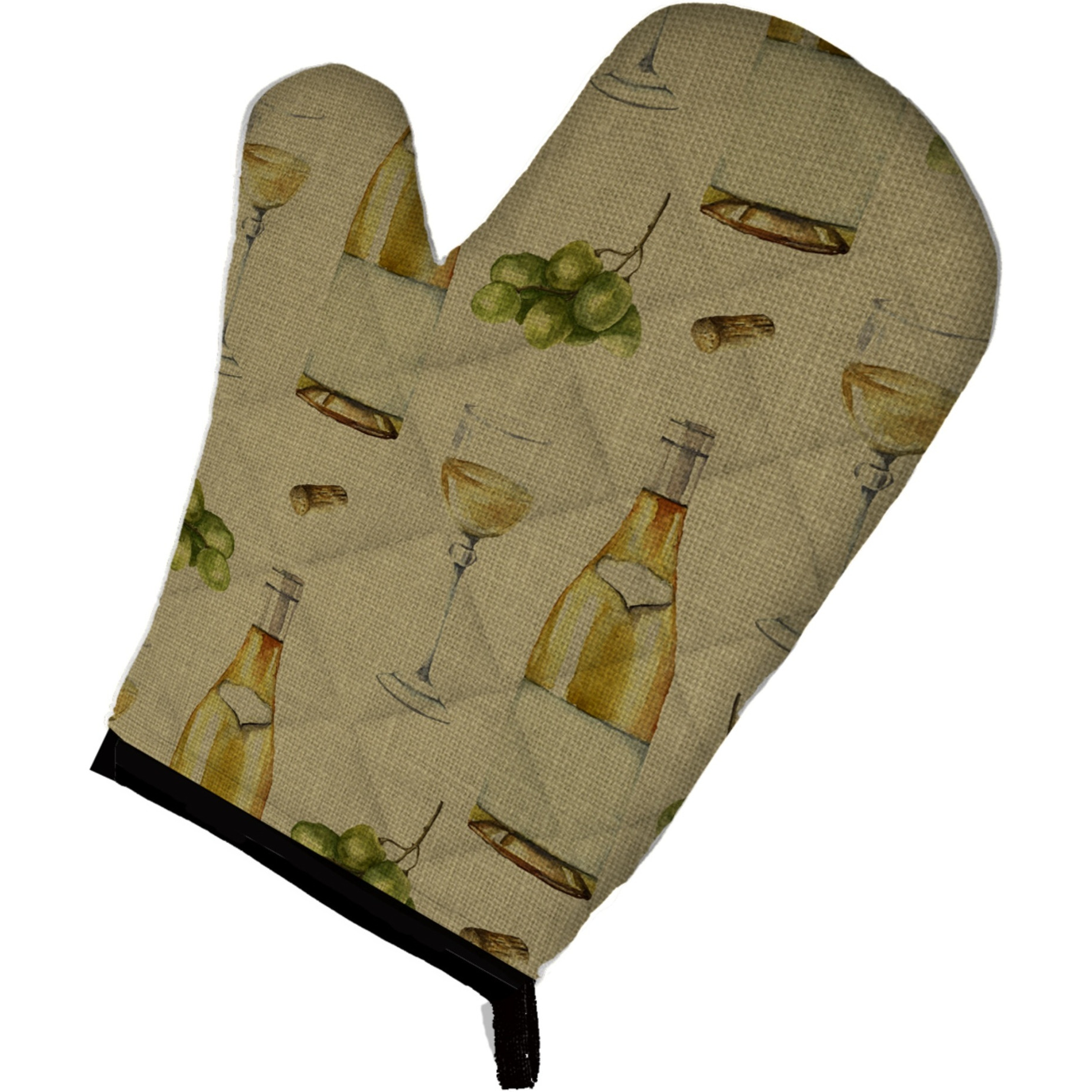 &quotCaroline's Treasures BB5194OVMT White Wine On Linen Oven Mitt, 12"" H x 8.5"" W, Multicolor"