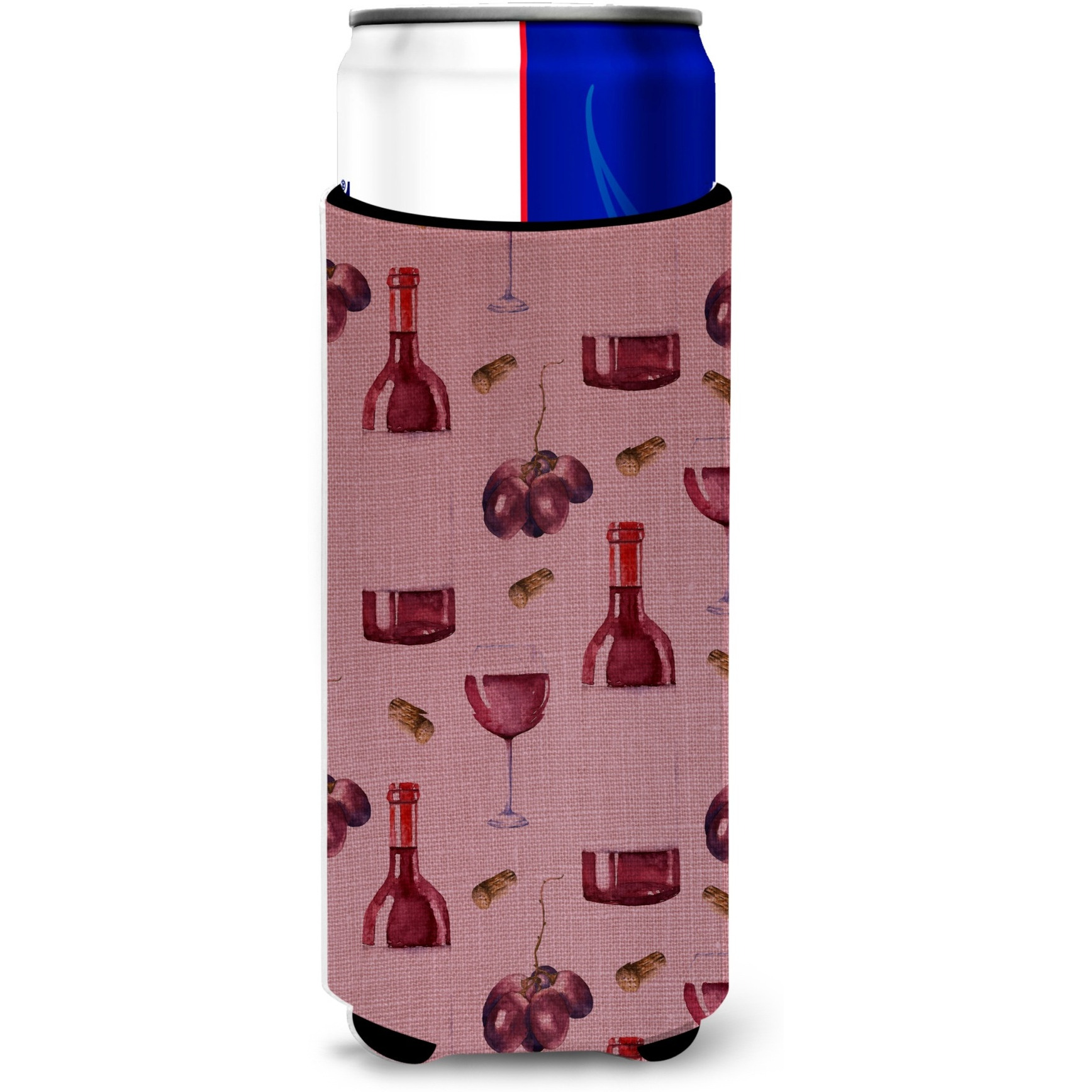 &quotCaroline's Treasures Red Wine On Linen Michelob Ultra Hugger For Slim Cans, Slim Can, Multicolor"