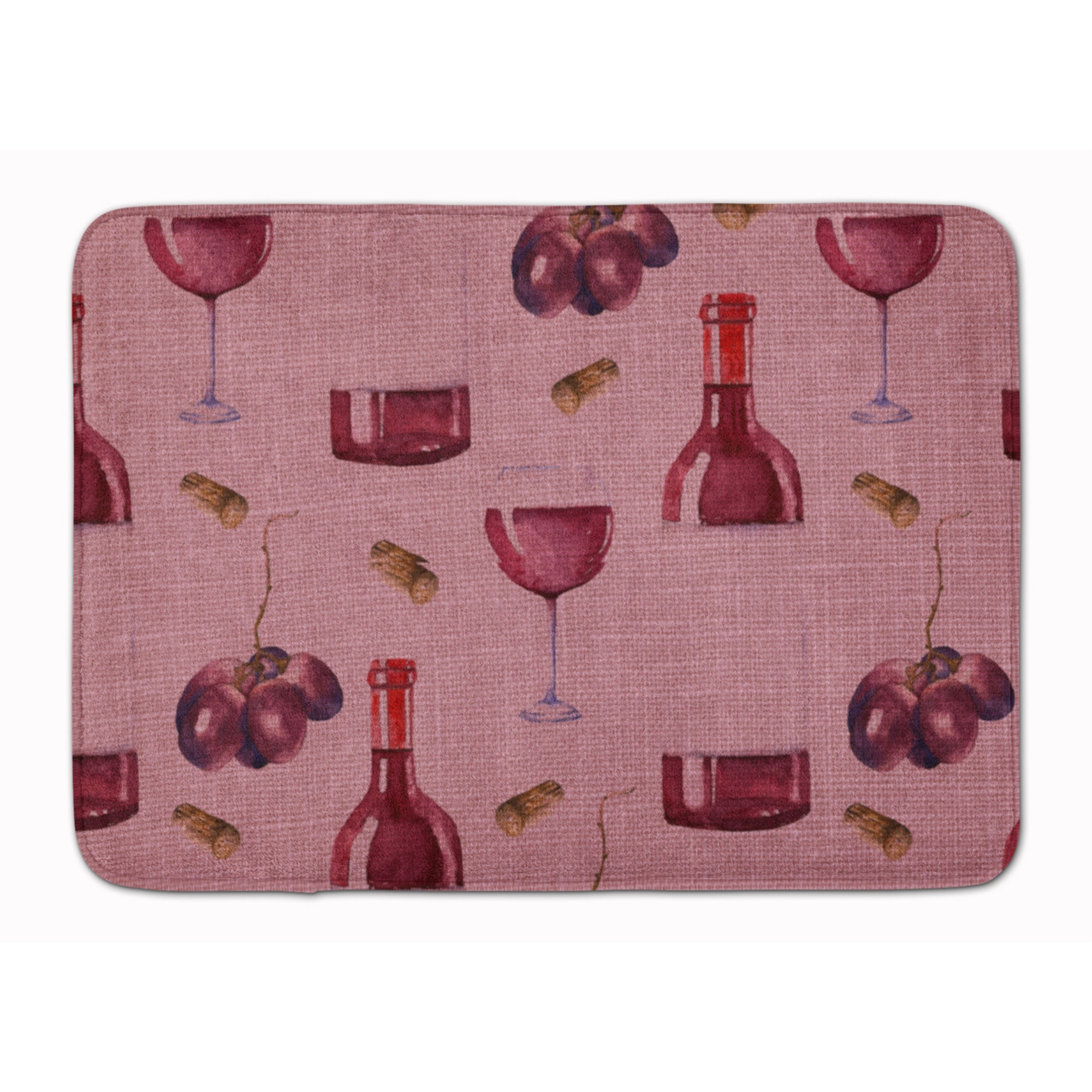 &quotCaroline's Treasures Red Wine on Linen Floor Mat, 19"" H x 27"" W, Multicolor"