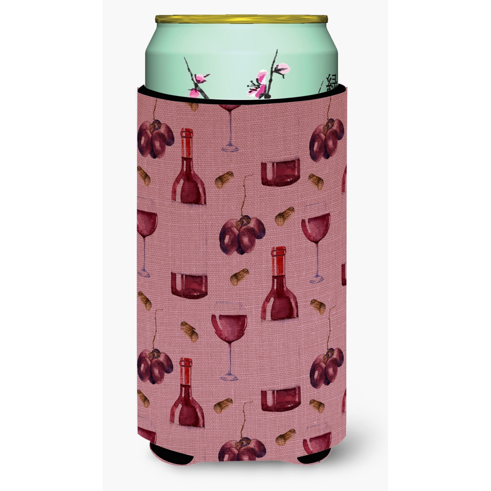 &quotCaroline's Treasures Red Wine On Linen Tall Boy Beverage Insulator Hugger, Multicolor"