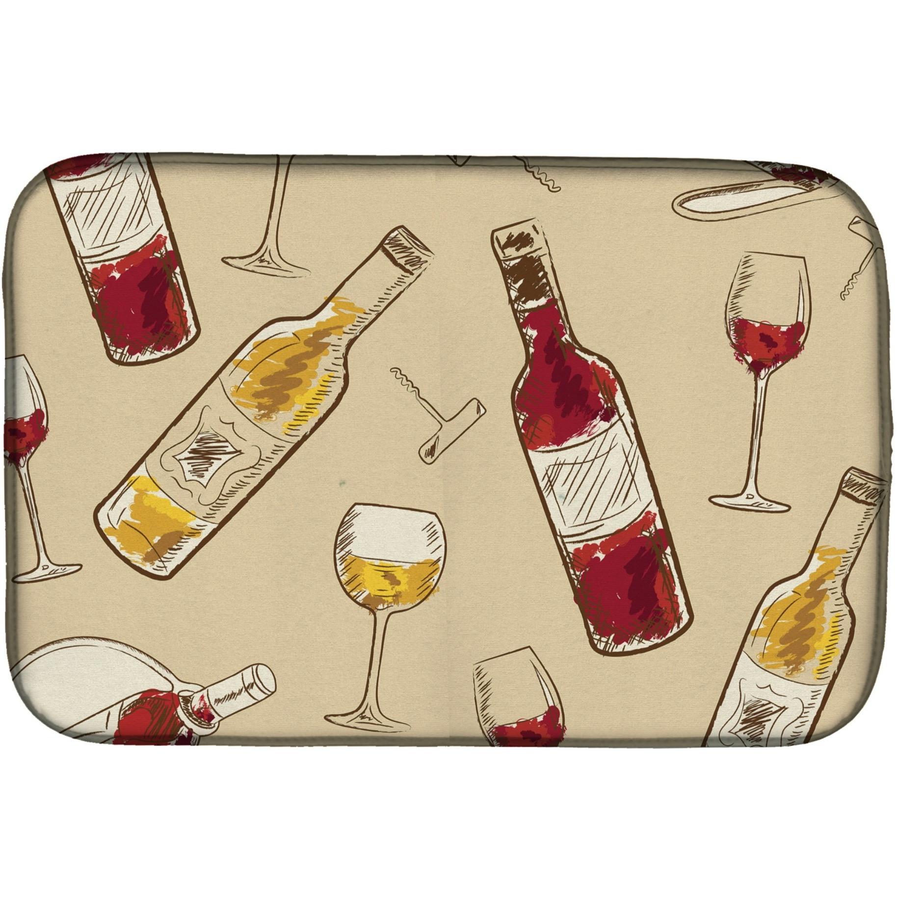 &quotCaroline's Treasures Red And White Wine Dish Drying Mat, 14 X 21, Multicolor"