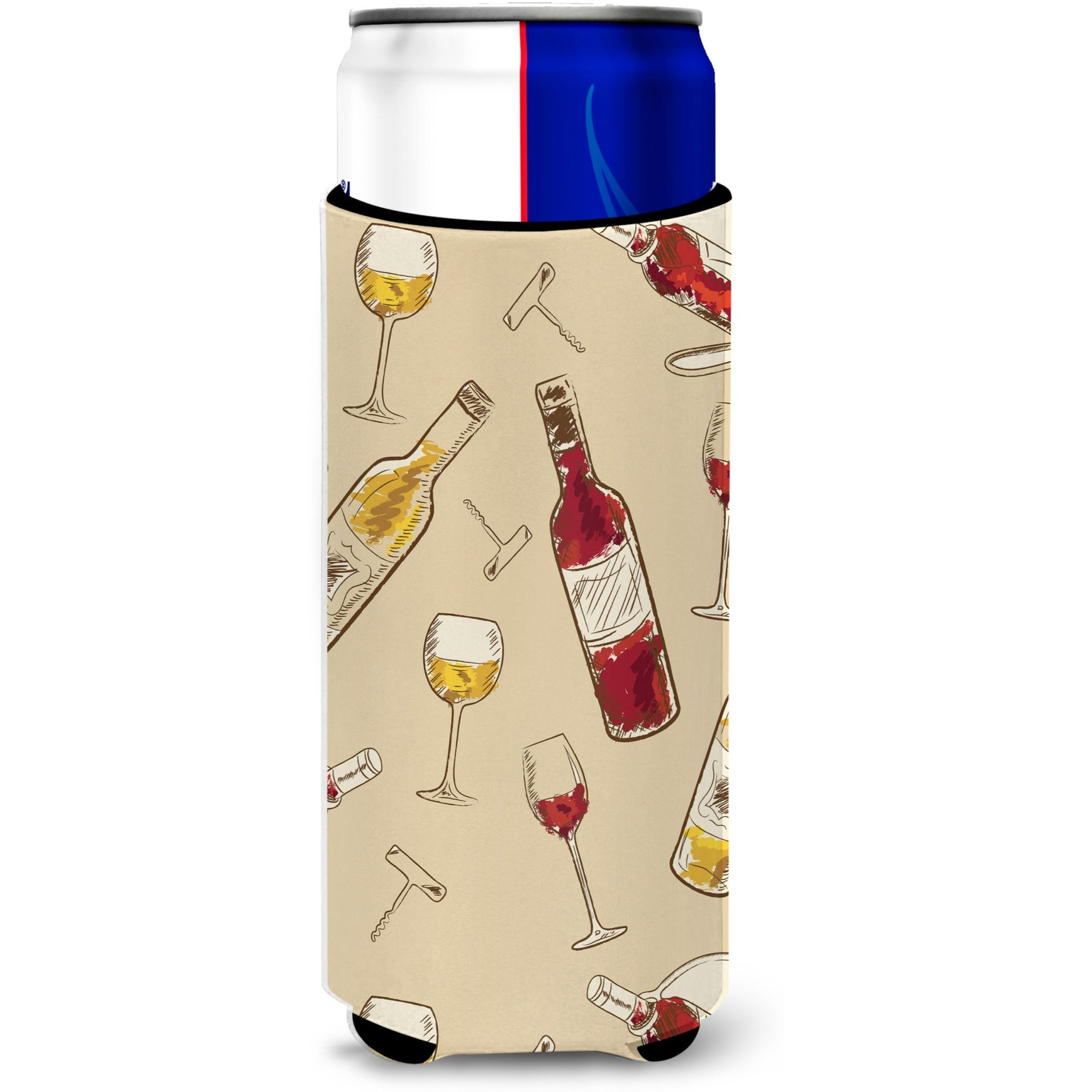 &quotCaroline's Treasures Red & White Wine Michelob Ultra Hugger For Slim Cans, Slim Can, Multicolor"