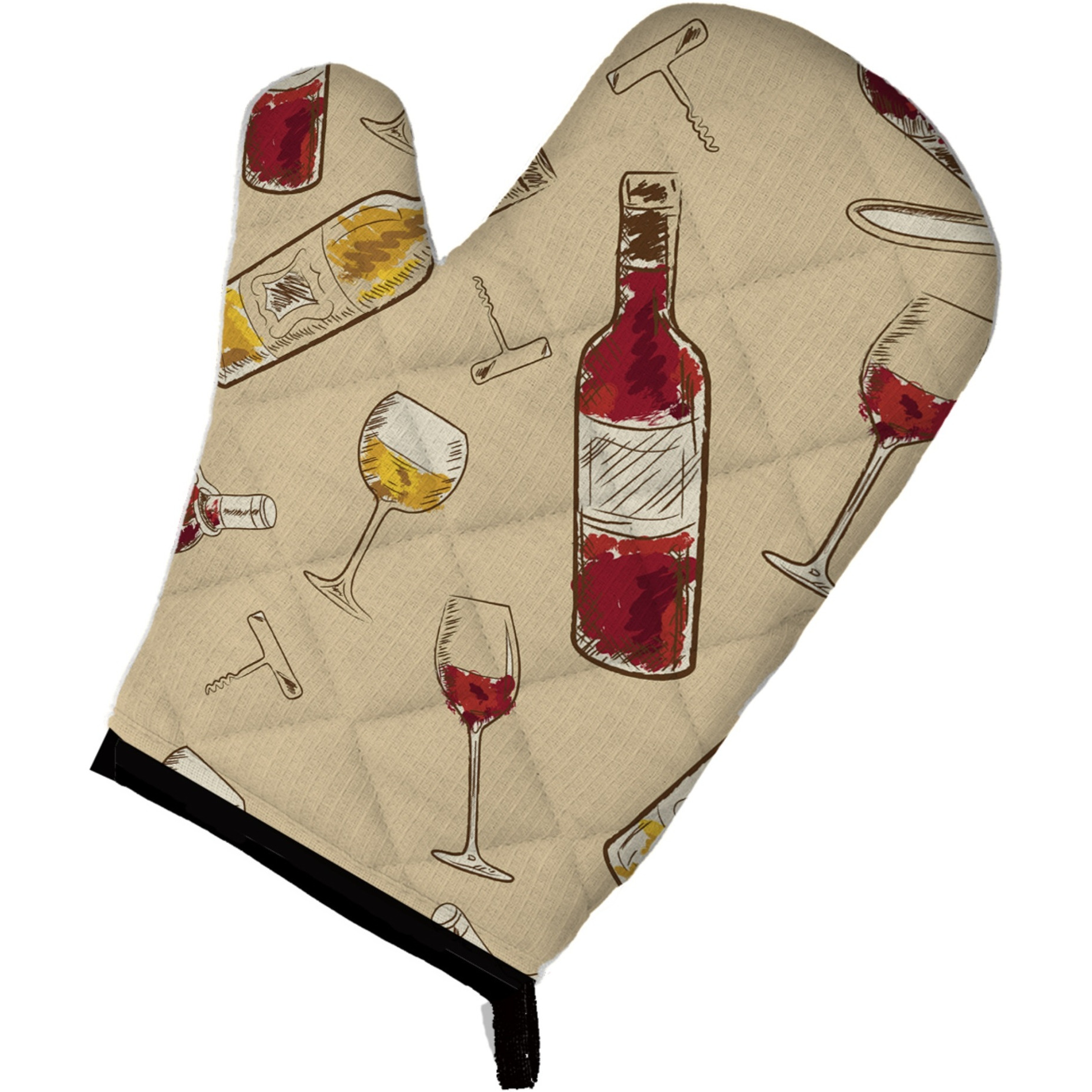 &quotCaroline's Treasures BB5196OVMT Red & White Wine Oven Mitt, 12"" H x 8.5"" W, Multicolor"