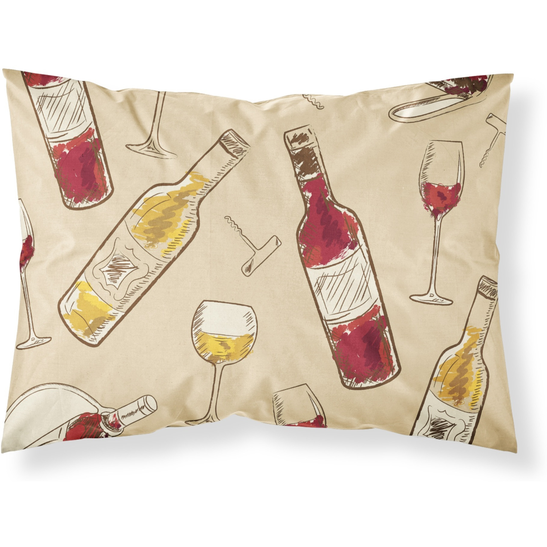 &quotCaroline's Treasures Red and White Wine Pillowcase, Standard, Multicolor"