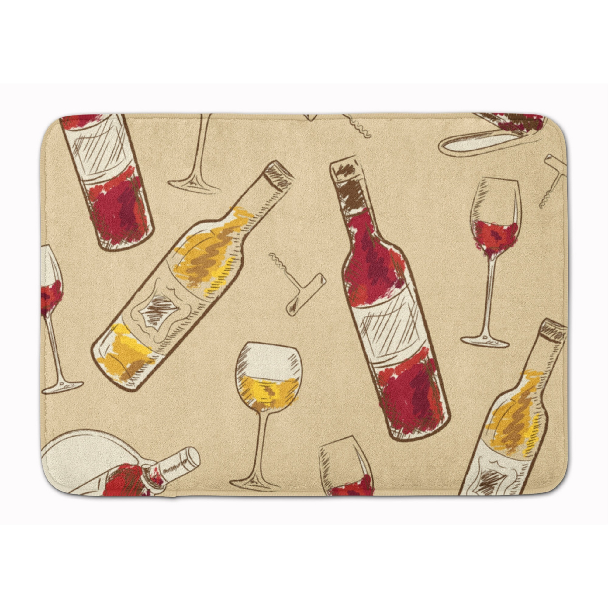 &quotCaroline's Treasures Red and White Wine Floor Mat, 19"" H x 27"" W, Multicolor"