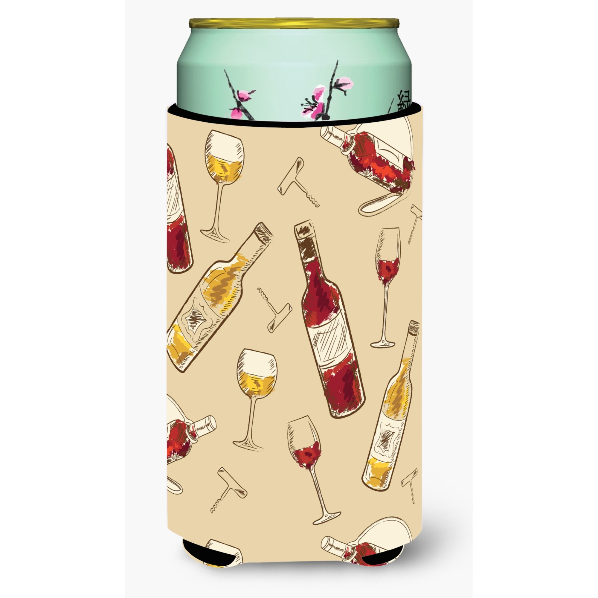 &quotCaroline's Treasures Red & White Wine Tall Boy Beverage Insulator Hugger, Multicolor"