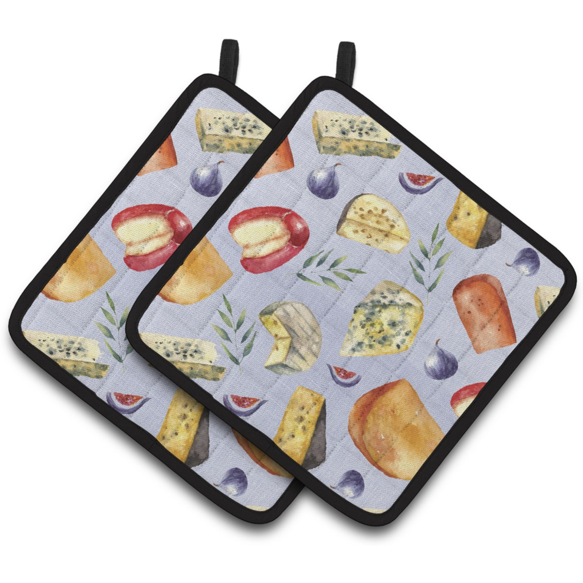 &quotCaroline's Treasures Assortment of Cheeses Pair of Pot Holders, 7.5HX7.5W, Multicolor"