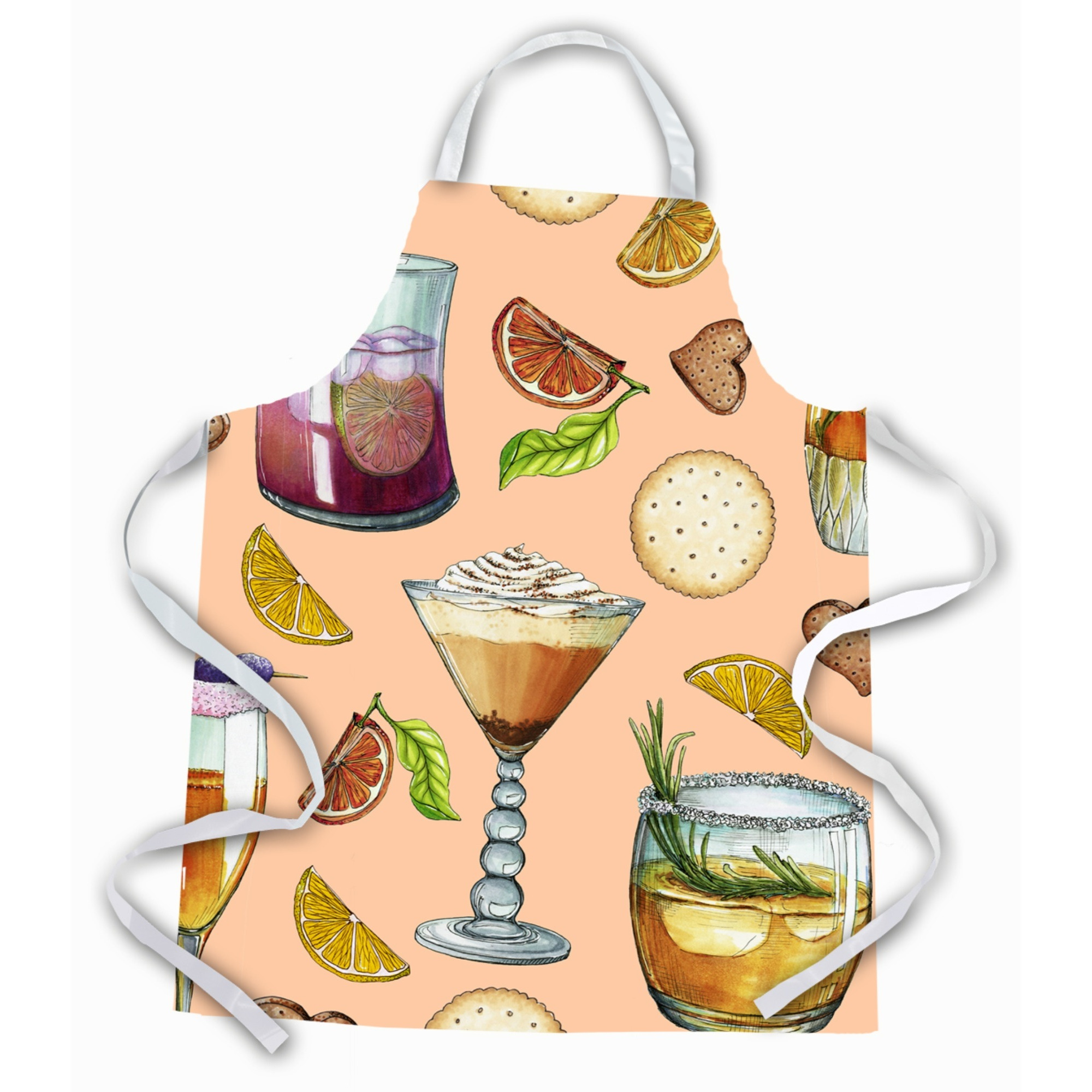 &quotCaroline's Treasures BB5200APRON Drinks & Cocktails Peach Apron, Large, Multicolor"