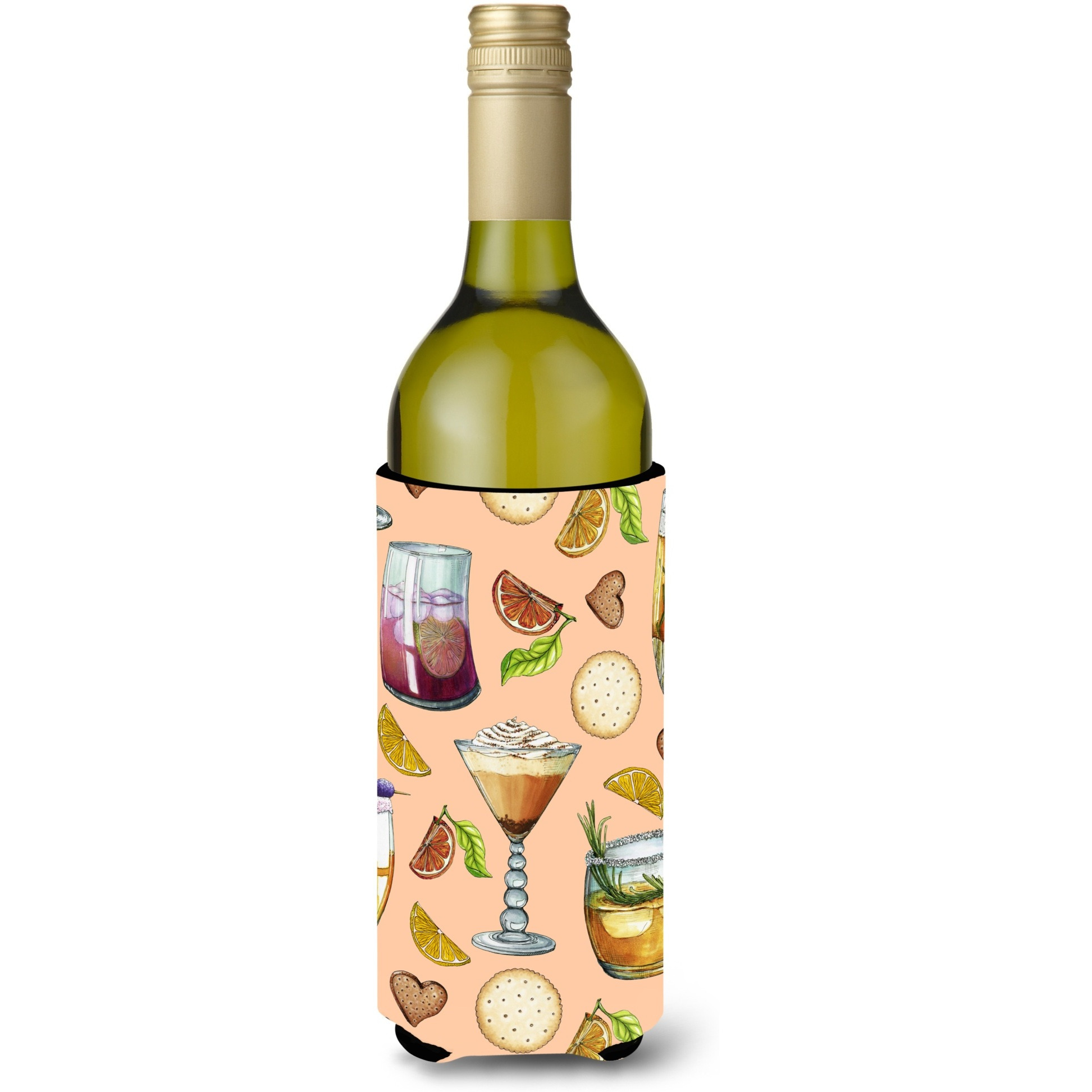 &quotCaroline's Treasures BB5200LITERK Drinks and Cocktails Peach Wine Bottle Beverage Insulator Hugger, 750ml, Multicolor"