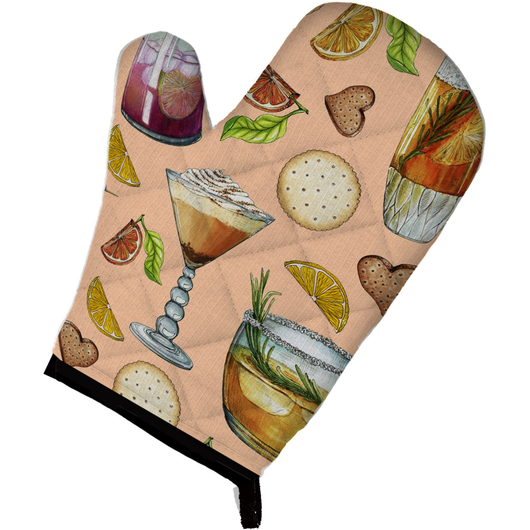 &quotCaroline's Treasures BB5200OVMT Drinks & Cocktails Peach Oven Mitt, 12"" H x 8.5"" W, Multicolor"