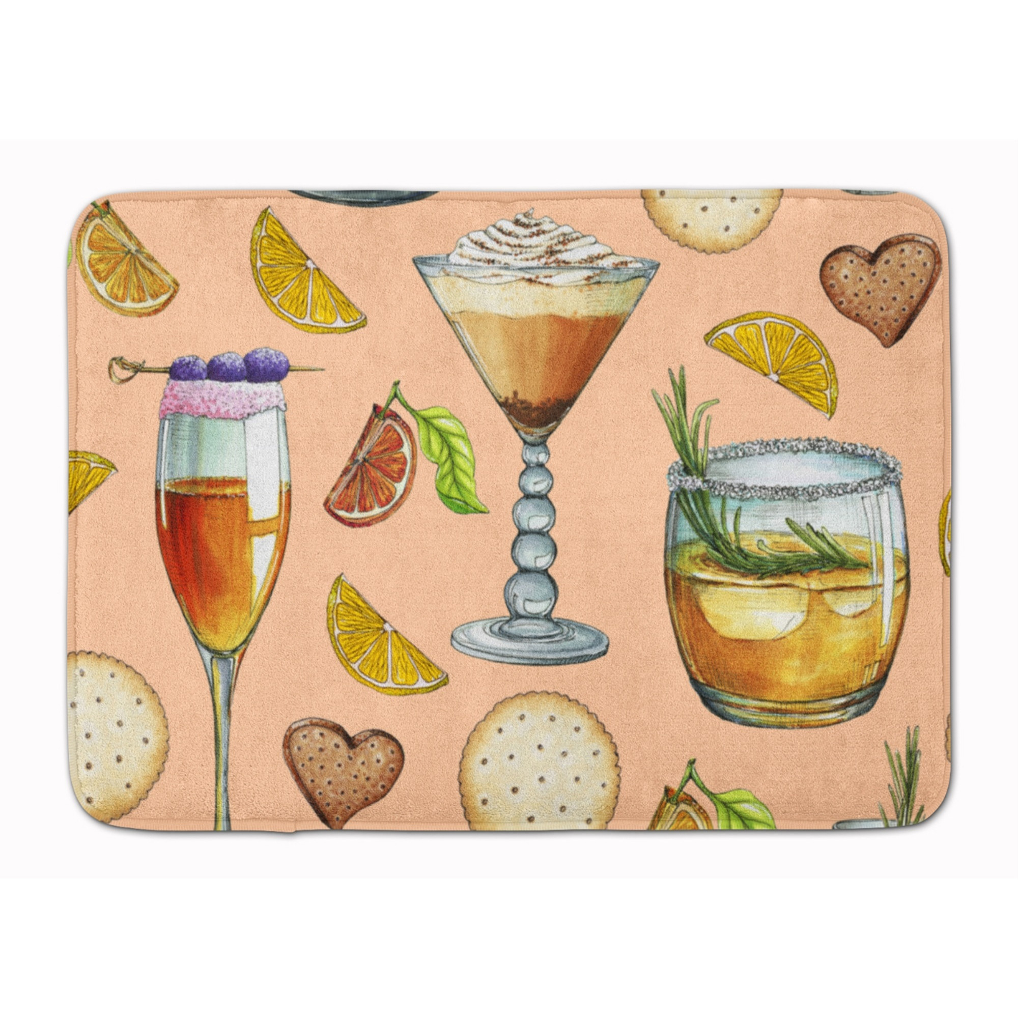 &quotCaroline's Treasures Drinks and Cocktails Peach Floor Mat, 19"" H x 27"" W, Multicolor"