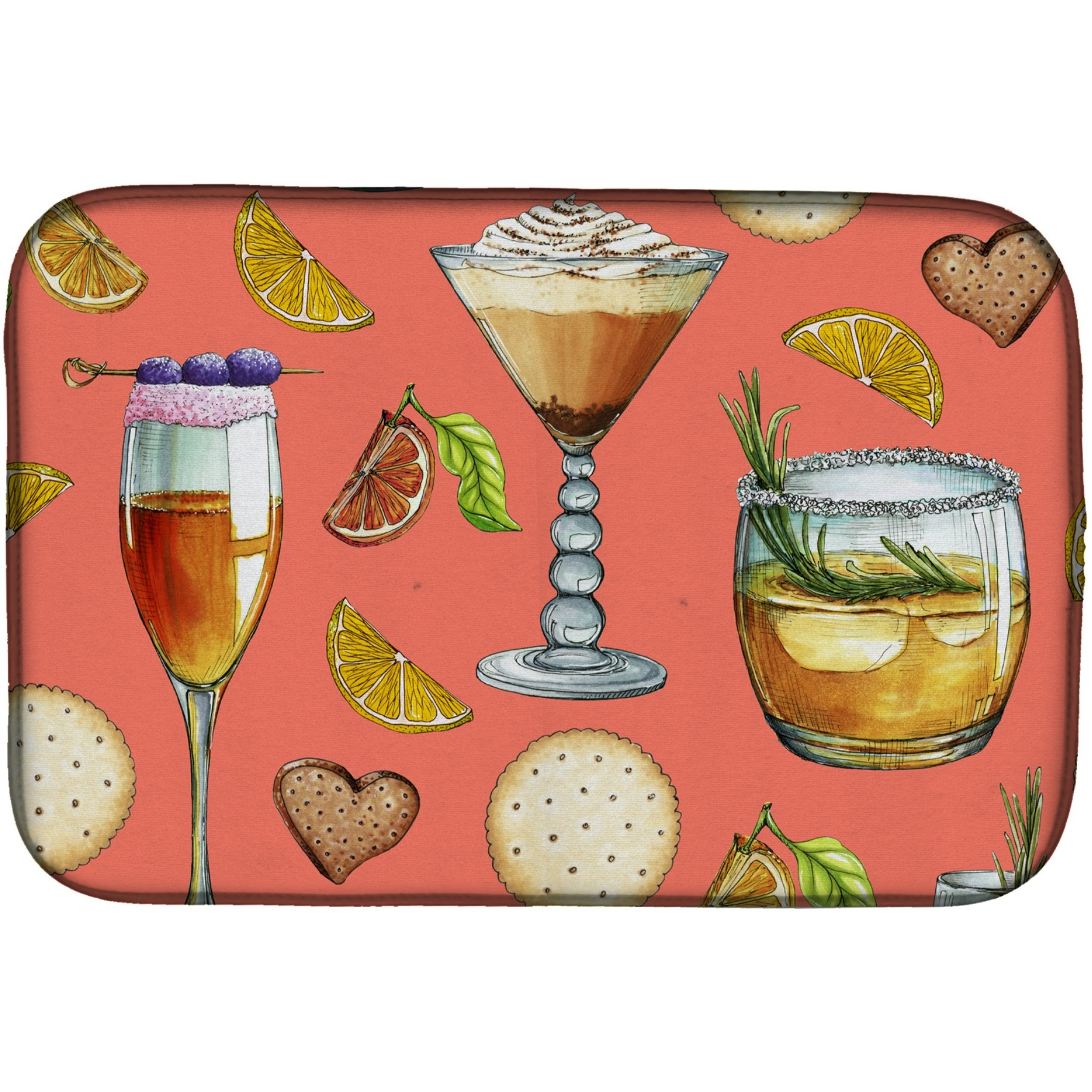 &quotCaroline's Treasures Drinks And Cocktails Salmon Dish Drying Mat, 14"" x 21"""