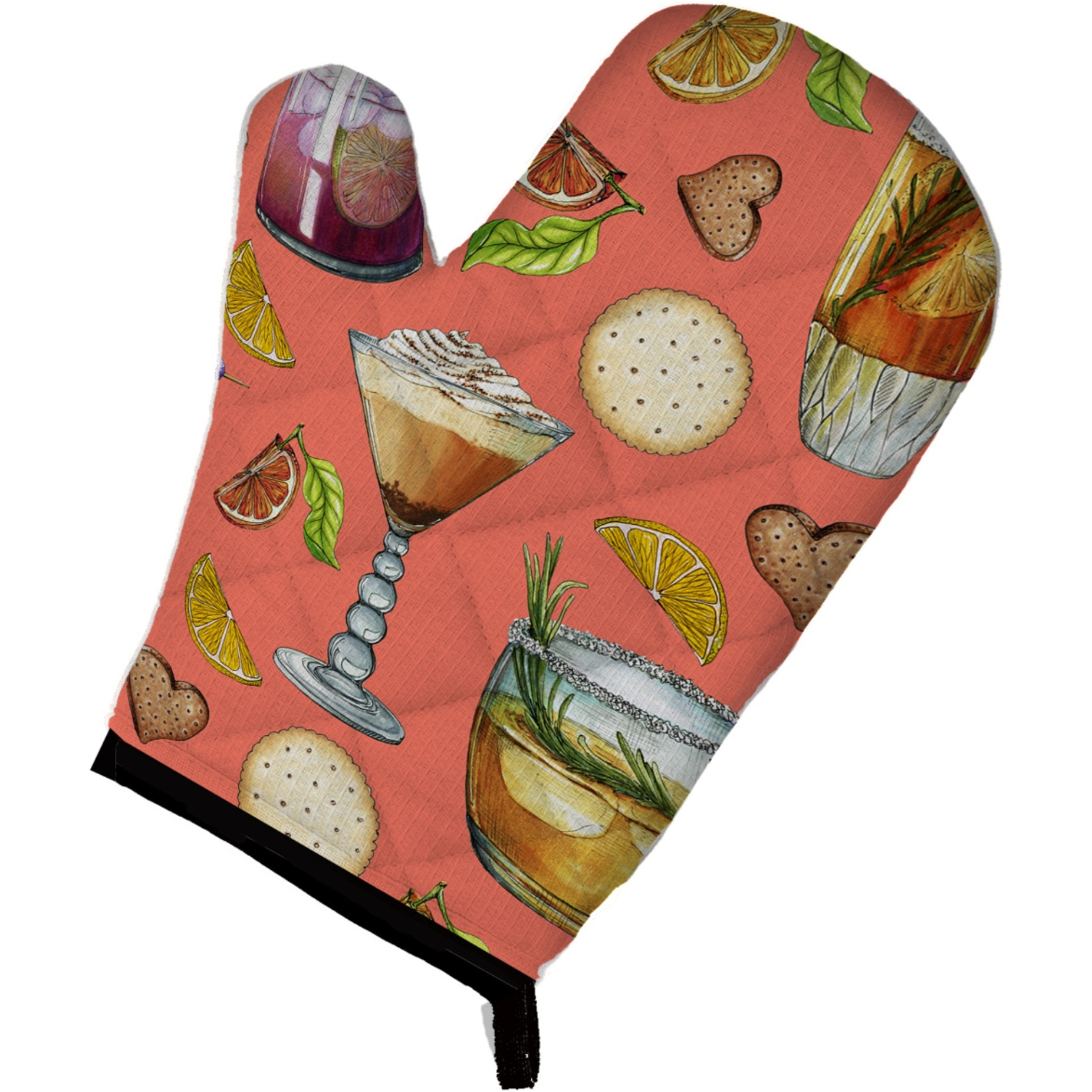 &quotCaroline's Treasures BB5201OVMT Drinks & Cocktails Salmon Oven Mitt, 12"" H x 8.5"" W, Multicolor"