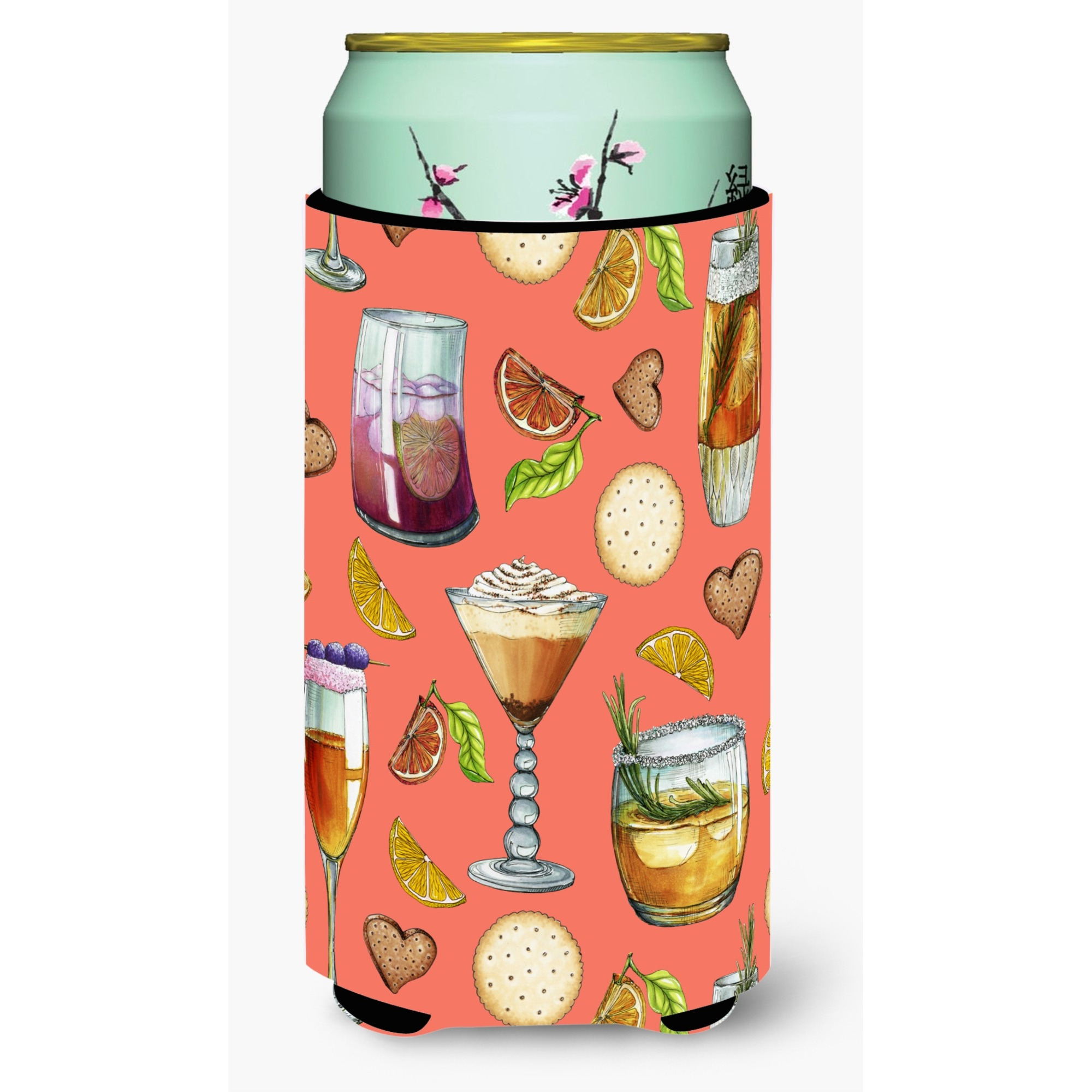 &quotCaroline's Treasures Drinks & Cocktails Salmon Tall Boy Beverage Insulator Hugger, Multicolor"