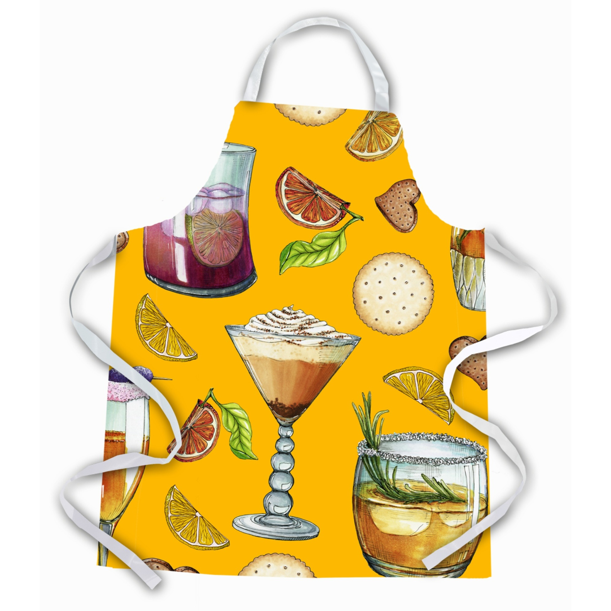 &quotCaroline's Treasures Drinks & Cocktails Gold Apron, Large, Multicolor"
