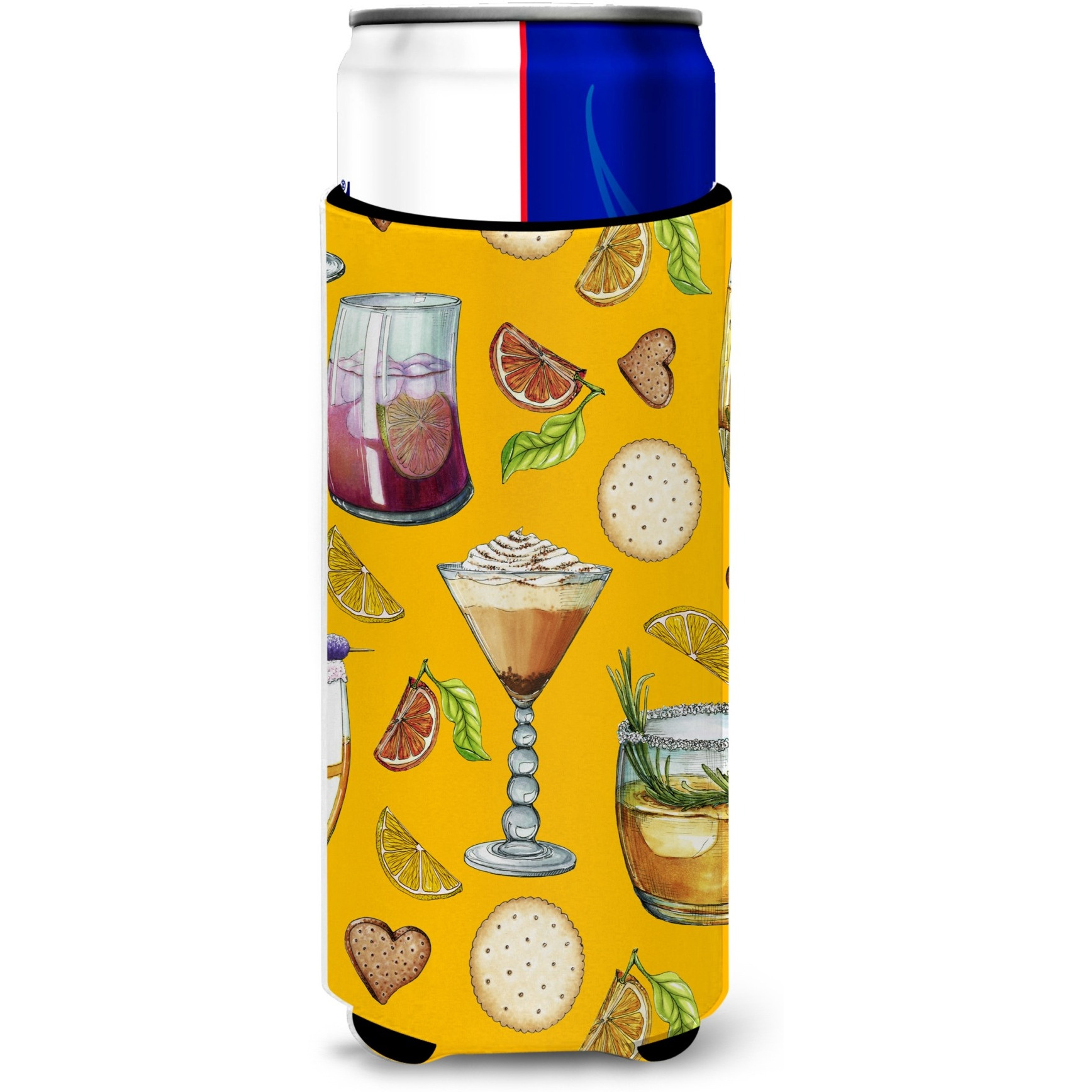 &quotCaroline's Treasures Drinks & Cocktails Gold Michelob Ultra Hugger For Slim Cans, Slim Can, Multicolor"