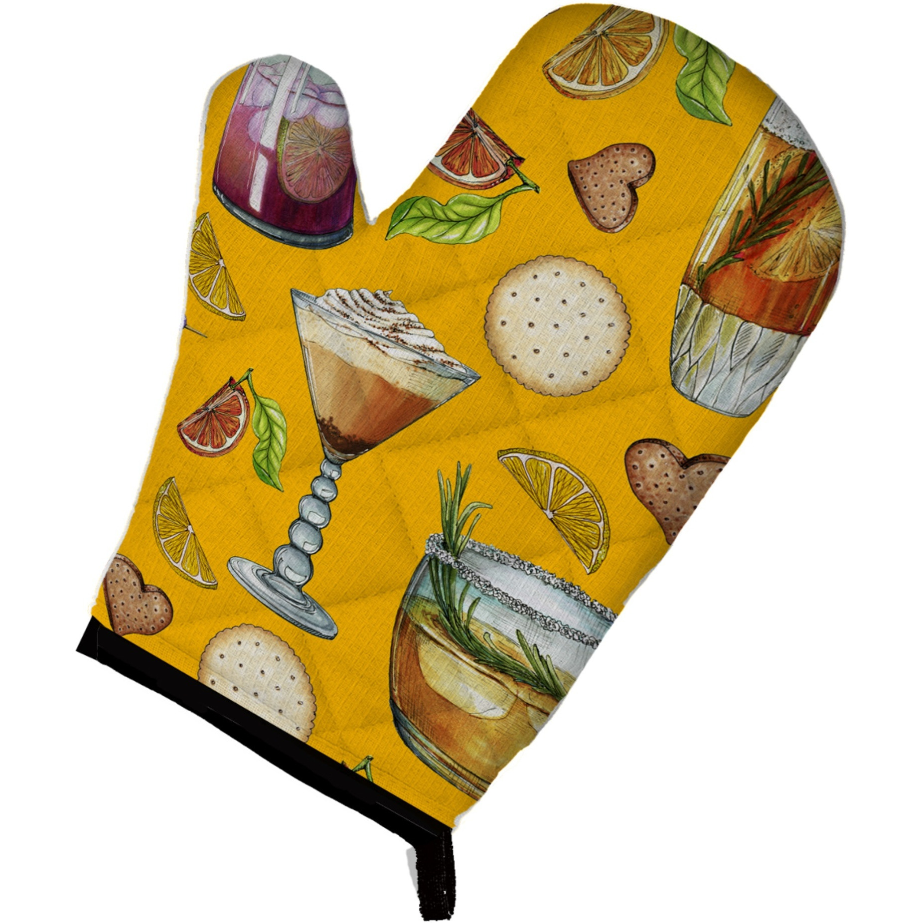 &quotCaroline's Treasures BB5202OVMT Drinks & Cocktails Gold Oven Mitt, 12"" H x 8.5"" W, Multicolor"