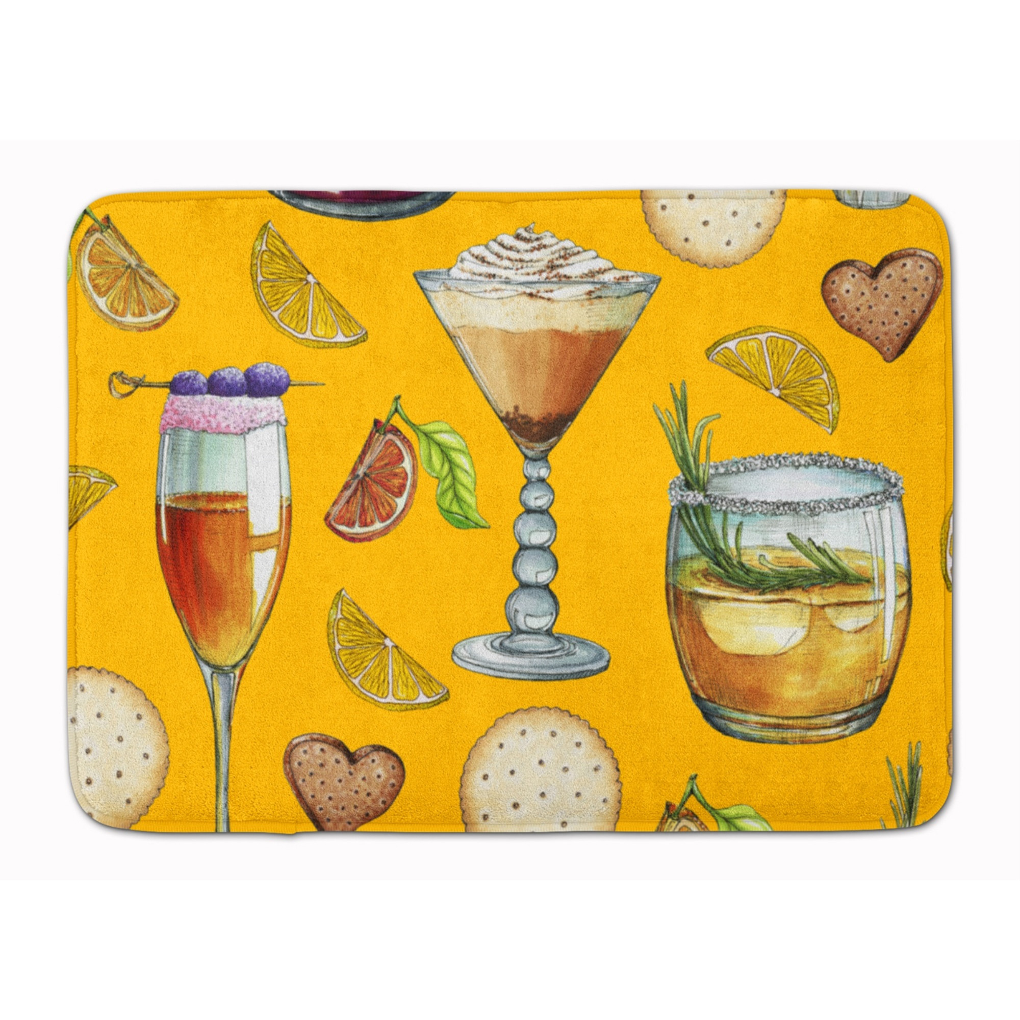 &quotCaroline's Treasures Drinks and Cocktails Gold Floor Mat, 19"" H x 27"" W, Multicolor"