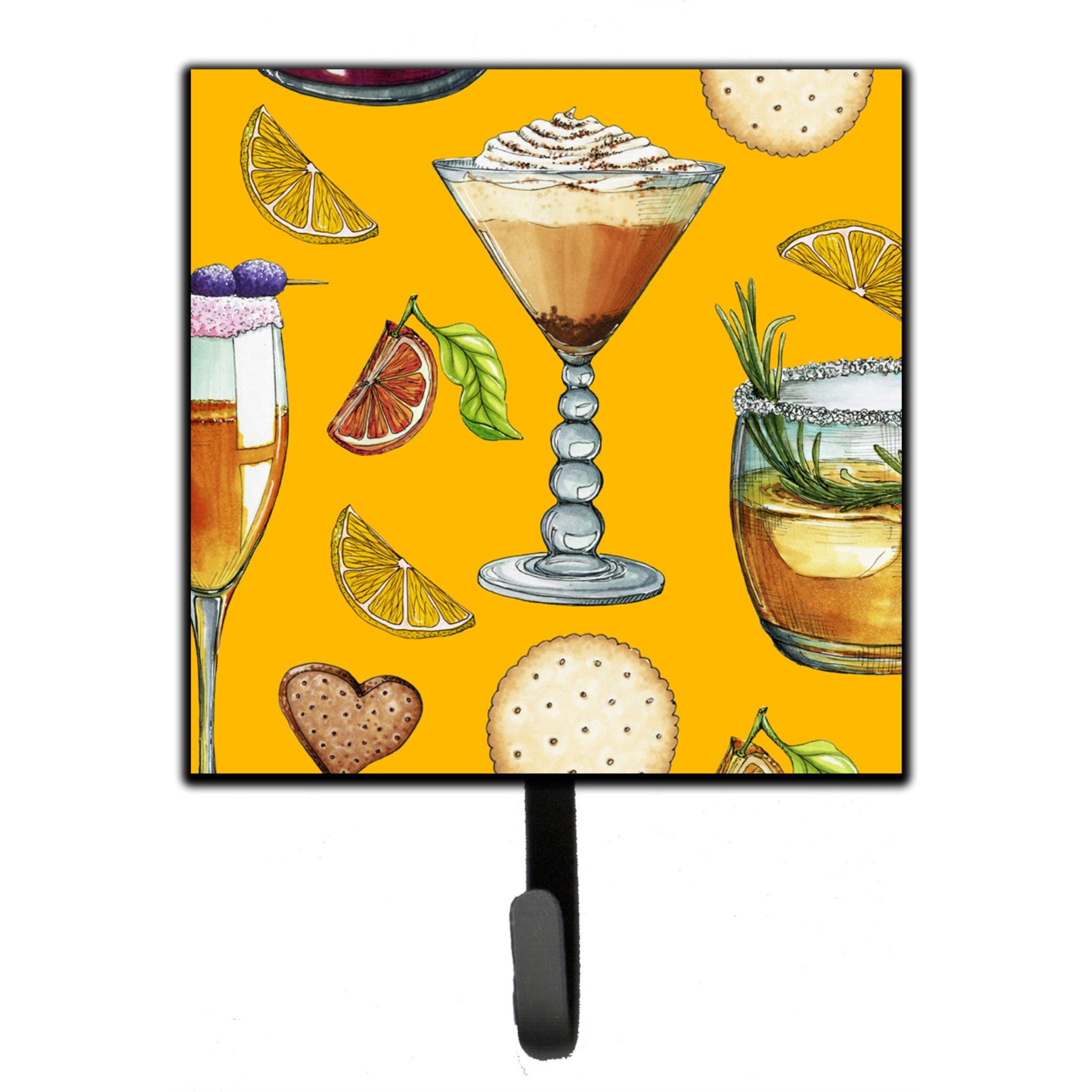 &quotCaroline's Treasures Drinks and Cocktails Gold Wall Hook, Small, Multicolor"