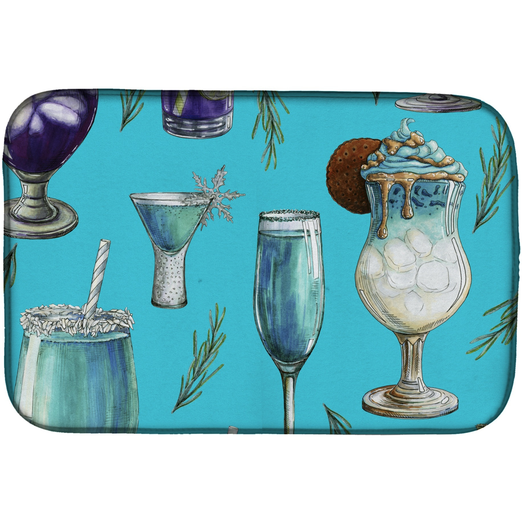 &quotCaroline's Treasures Drinks And Cocktails Dish Drying Mat, 14"" x 21"""