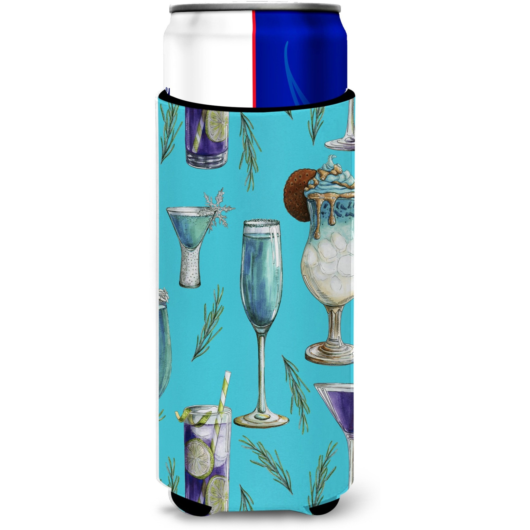 &quotCaroline's Treasures Drinks & Cocktails Blue Michelob Ultra Hugger For Slim Cans, Slim Can, Multicolor"