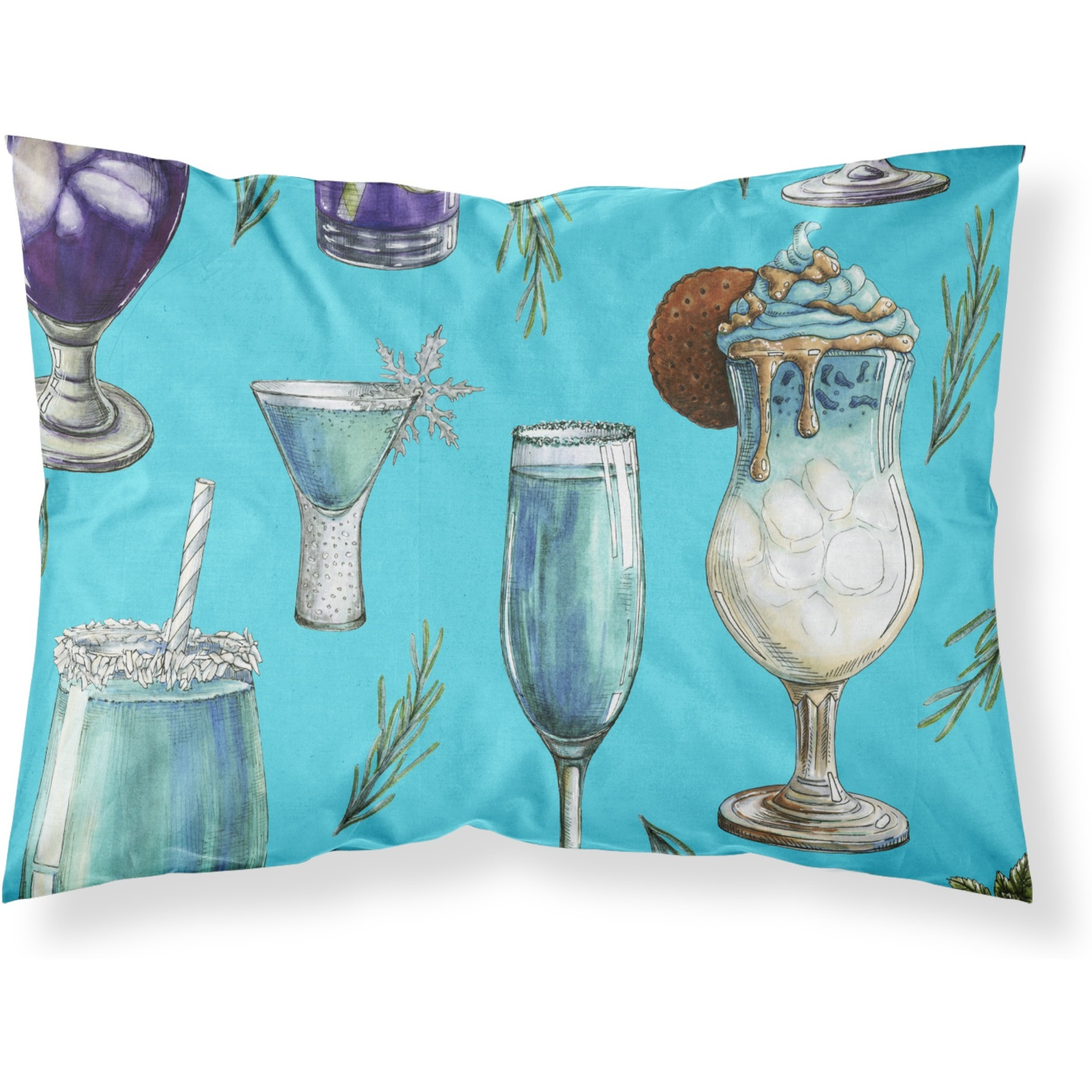 &quotCaroline's Treasures Drinks and Cocktails Blue Printed, Polyester, 250 Thread count, Envelope closure Pillowcase, Multicolor"