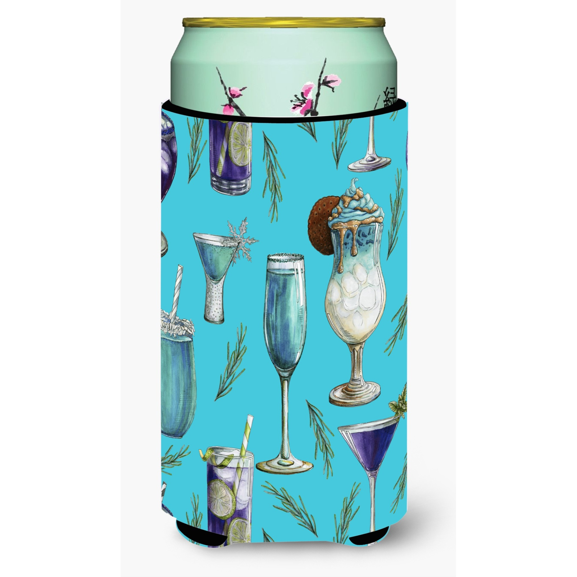 &quotCaroline's Treasures Drinks & Cocktails Blue Tall Boy Beverage Insulator Hugger, Multicolor"