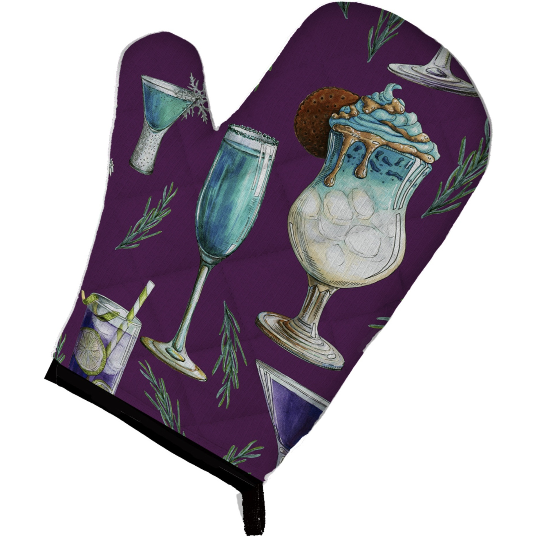 &quotCaroline's Treasures BB5204OVMT Drinks & Cocktails Purple Oven Mitt, 12"" H x 8.5"" W, Multicolor"