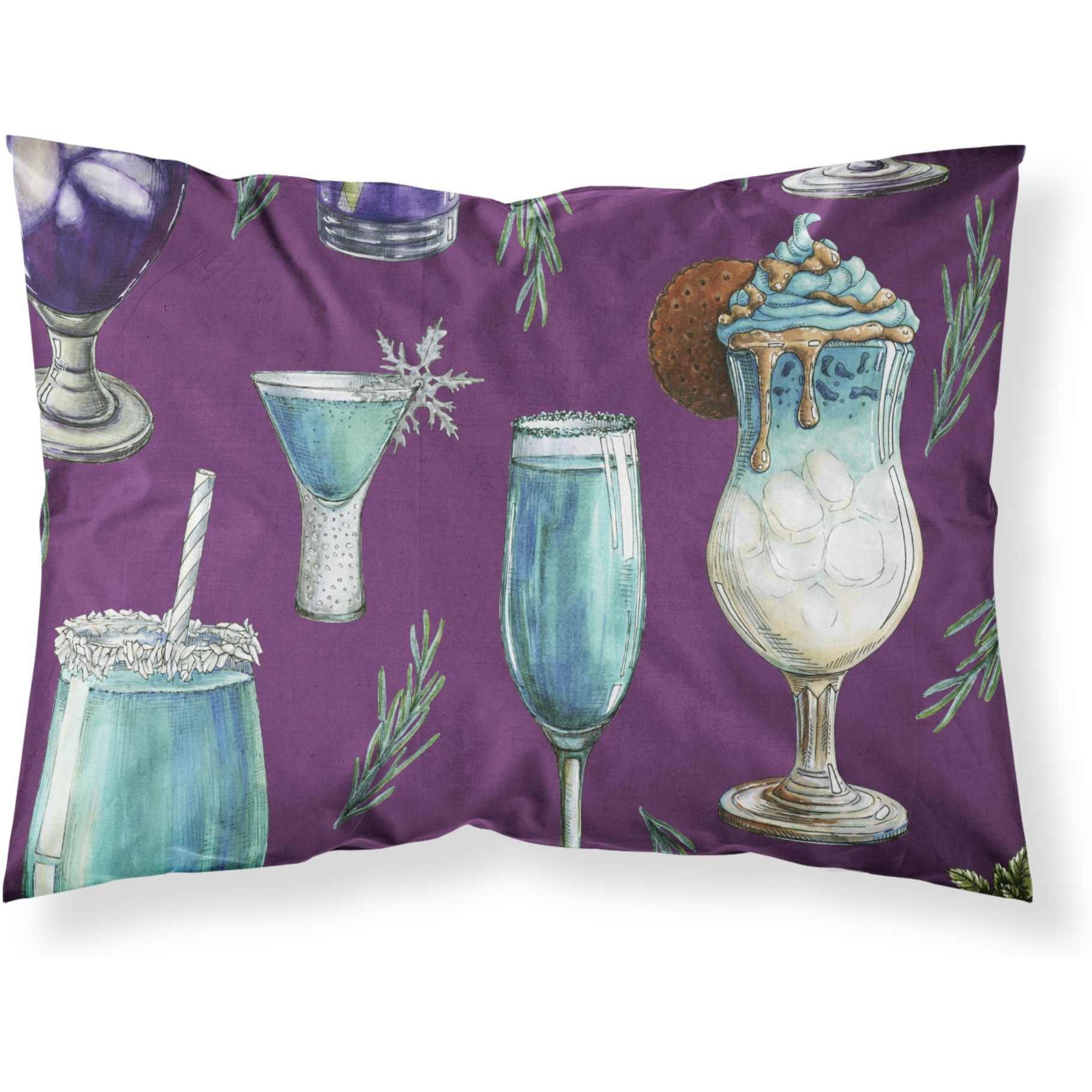 &quotCaroline's Treasures Drinks and Cocktails Purple Pillowcase, Standard, Multicolor"