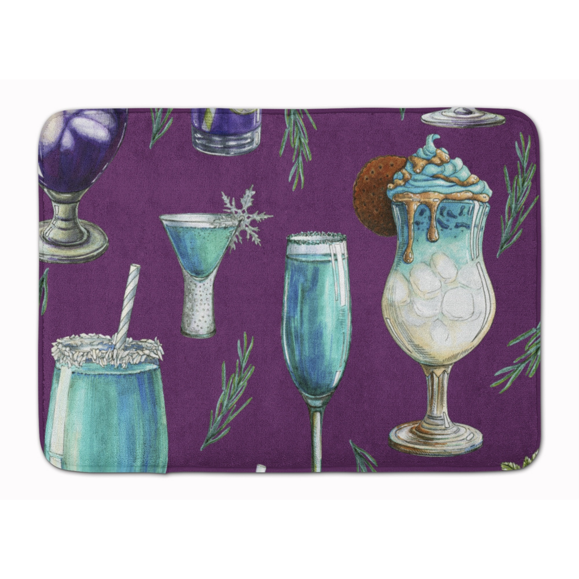 &quotCaroline's Treasures Drinks and Cocktails Purple Floor Mat, 19"" H x 27"" W, Multicolor"