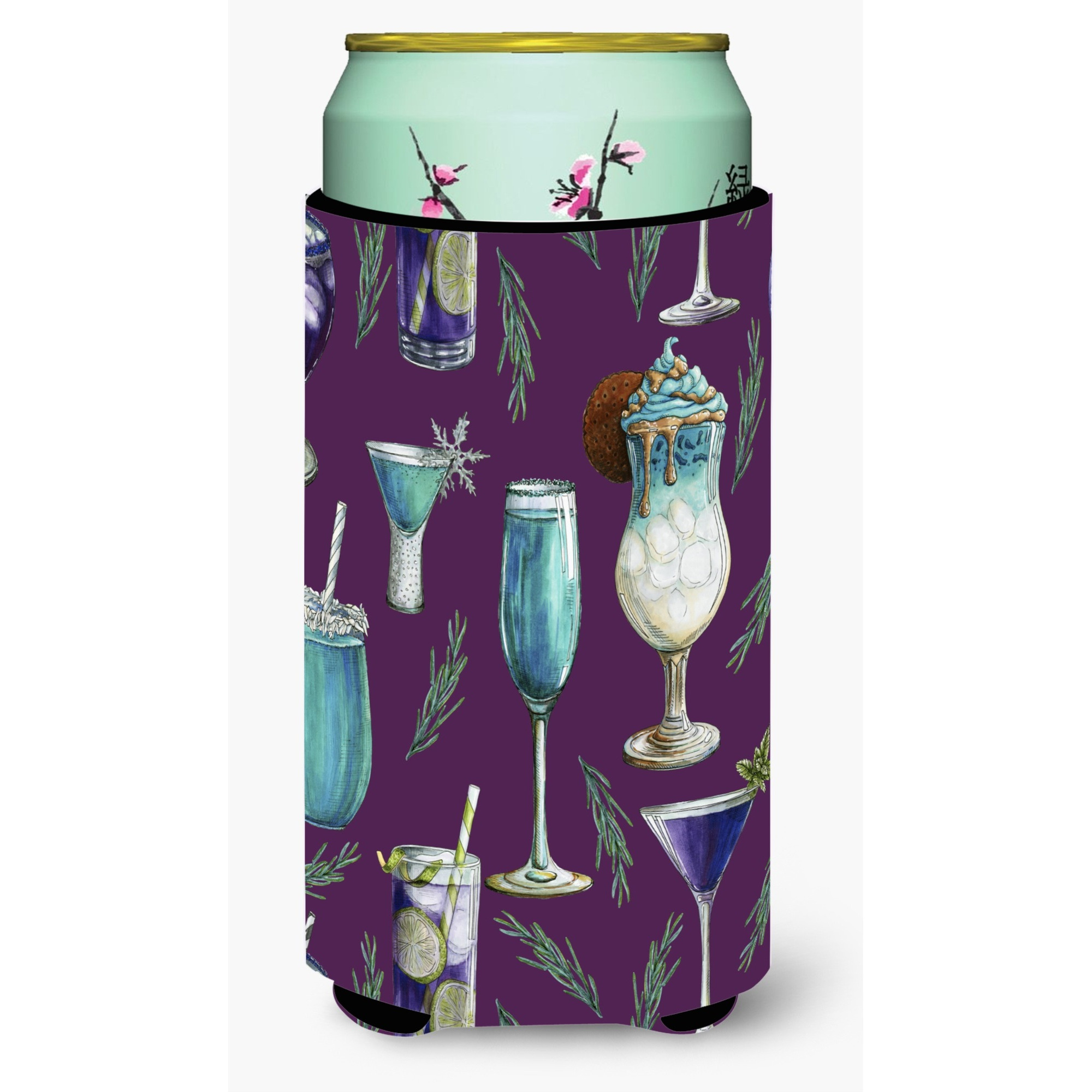 &quotCaroline's Treasures Drinks & Cocktails Purple Tall Boy Beverage Insulator Hugger, Multicolor"