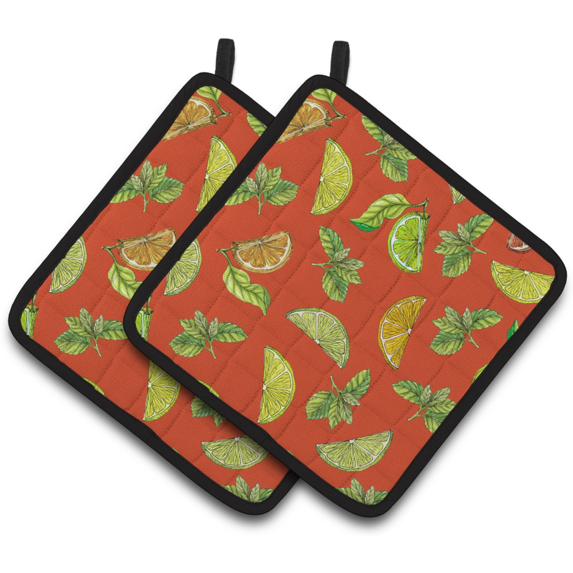 &quotCaroline's Treasures Lemons, Limes & Oranges Pair of Pot Holders, 7.5HX7.5W, Multicolor"