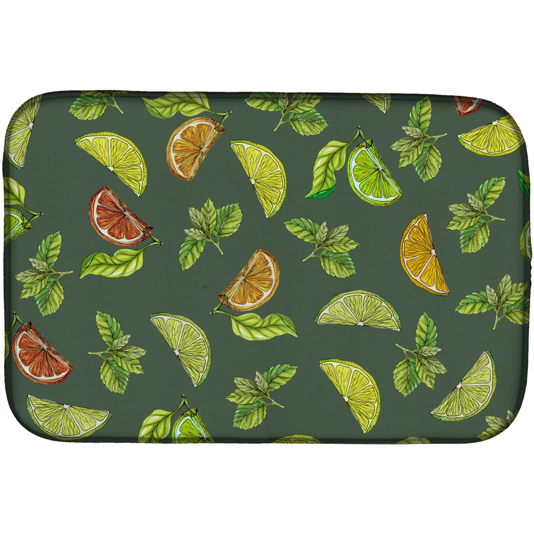 &quotCaroline's Treasures Lemons, Limes And Oranges Dish Drying Mat, 14"" x 21"""