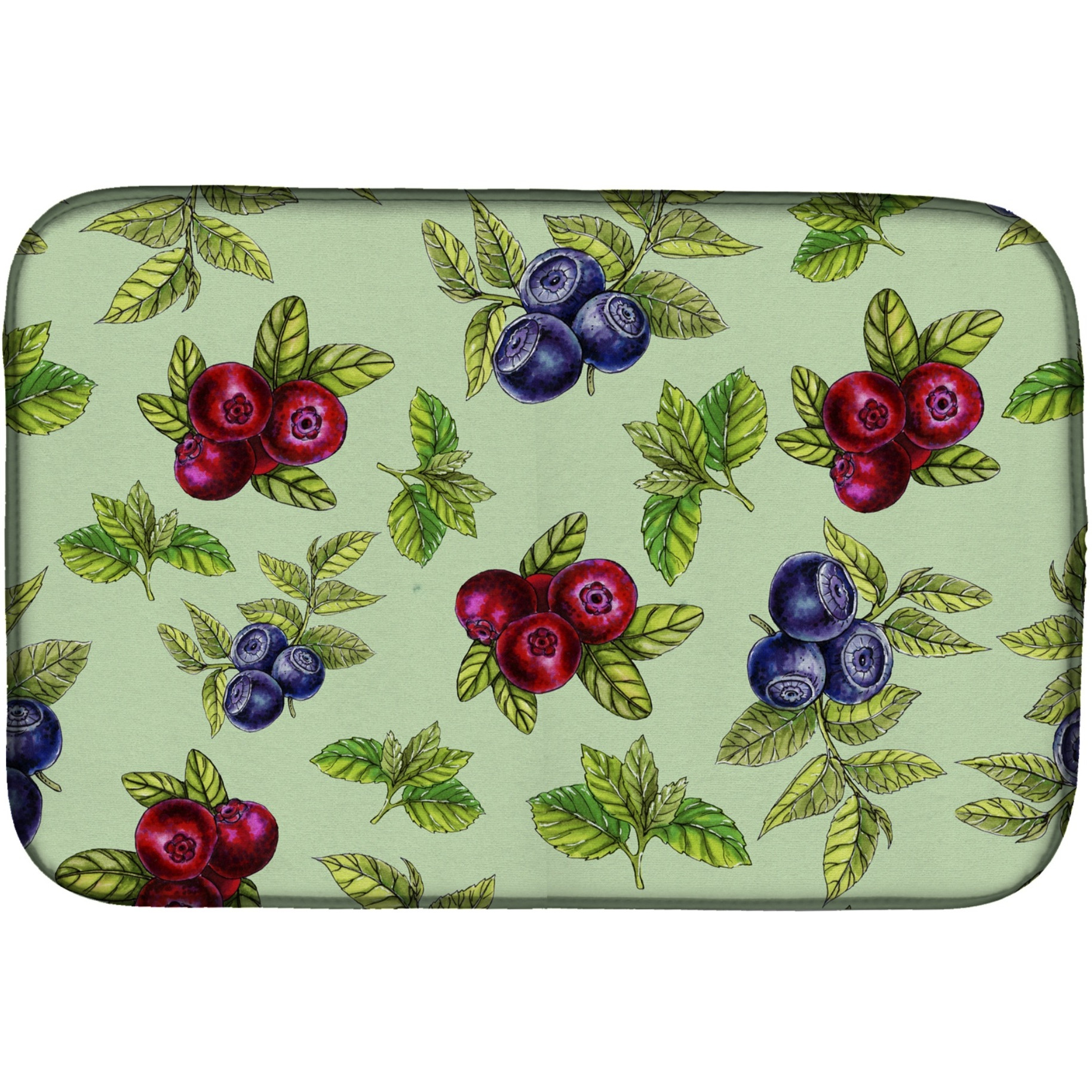 &quotCaroline's Treasures Berries in Green Dish Drying Mat, 14 x 21"