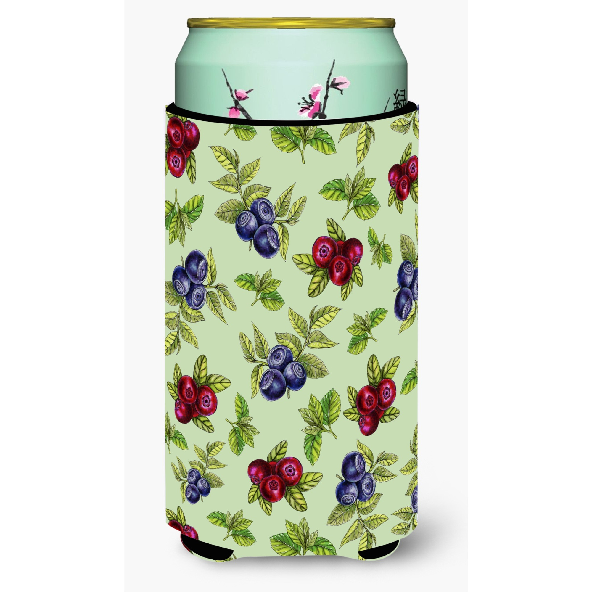 &quotCaroline's Treasures Berries In green Tall Boy Beverage Insulator Hugger, Multicolor"