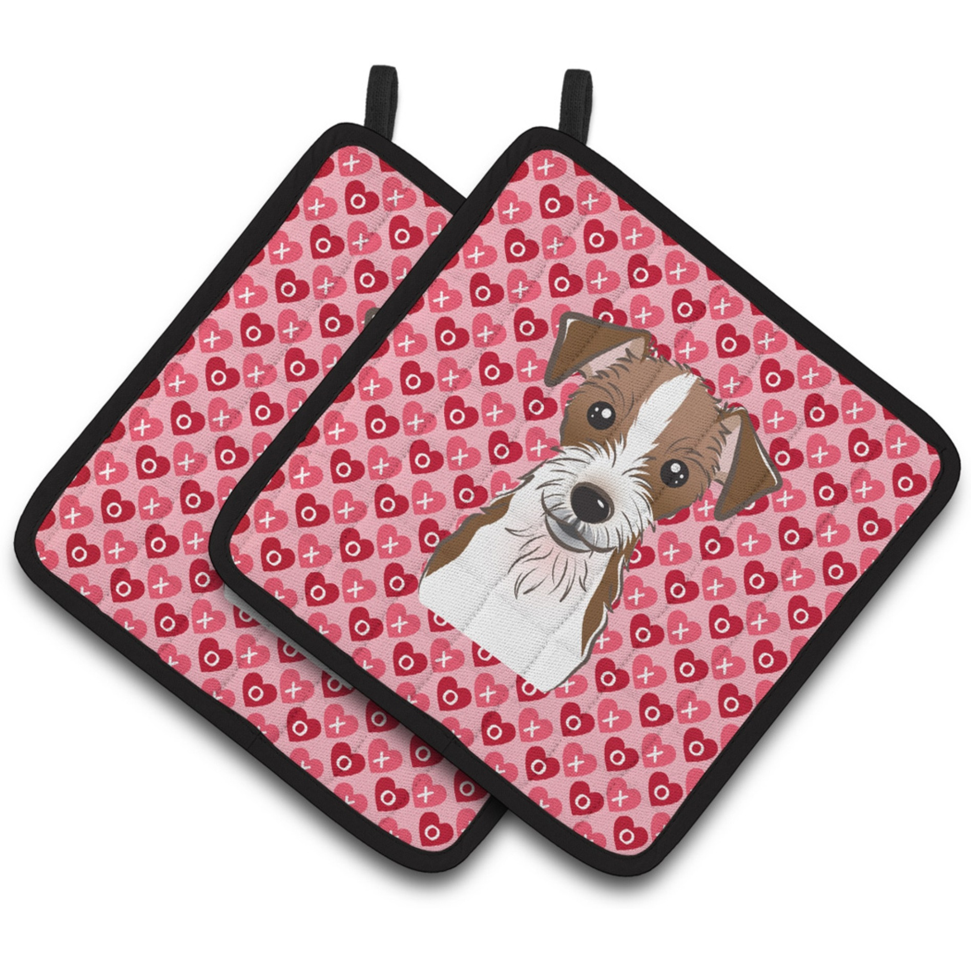 &quotCaroline's Treasures BB5272PTHD Jack Russell Terrier Hearts Pair of Pot Holders, 7.5H X 7.5W"", Multicolor"