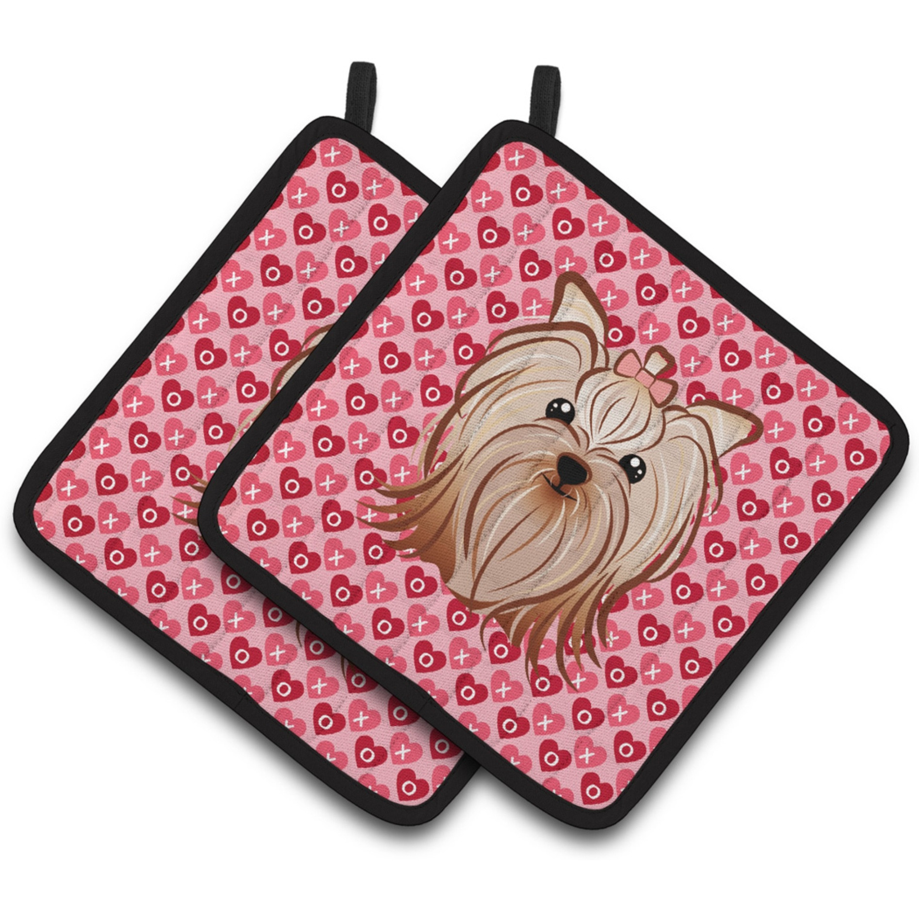 &quotCaroline's Treasures Yorkie Yorkishire Terrier Hearts Pair of Pot Holders, 7.5HX7.5W, Multicolor"