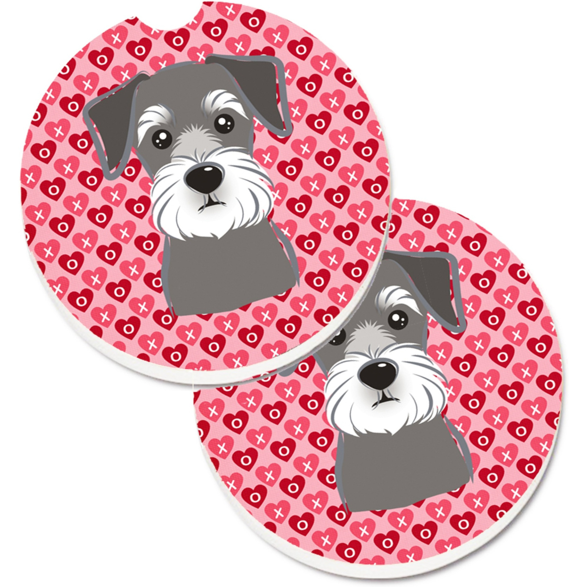 &quotCaroline's Treasures Schnauzer Hearts Set of 2 Cup Holder Car Coasters, 2.56, Multicolor"
