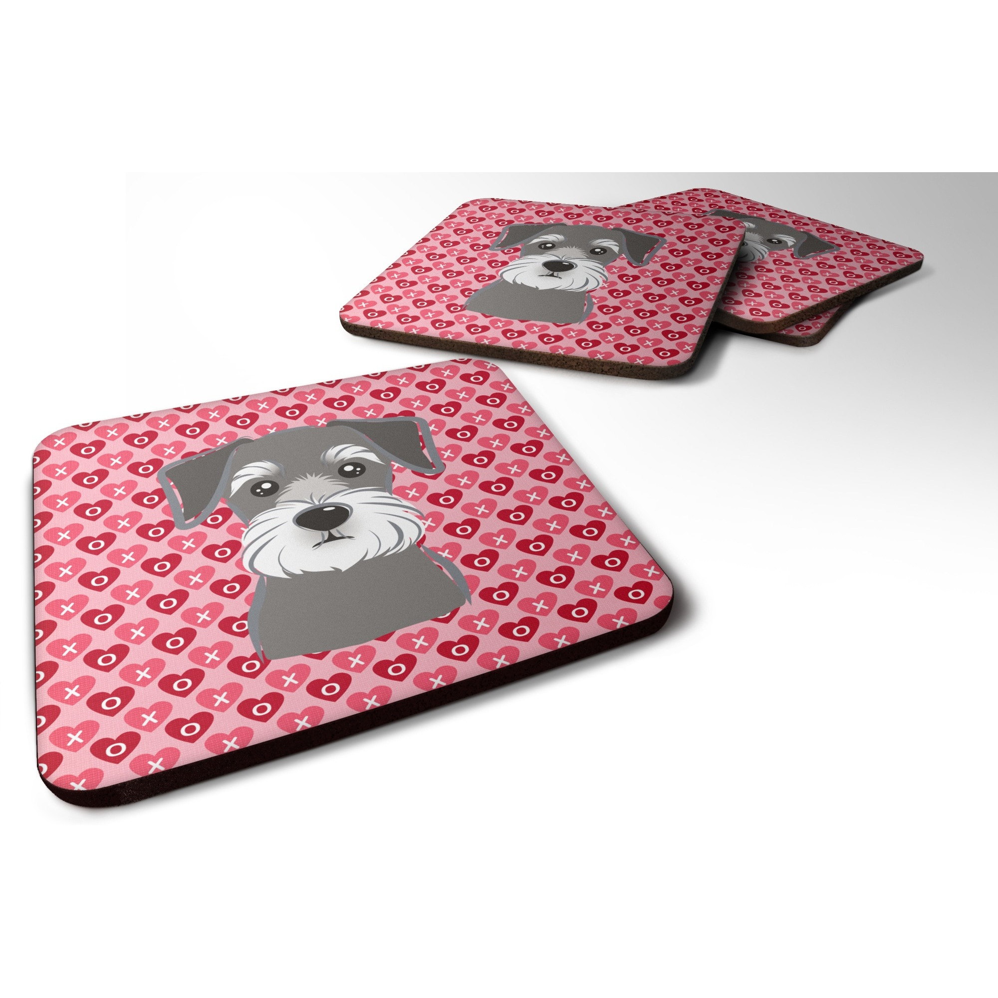&quotCaroline's Treasures Schnauzer Hearts Foam Coaster Set of 4, 3.5, Multicolor"