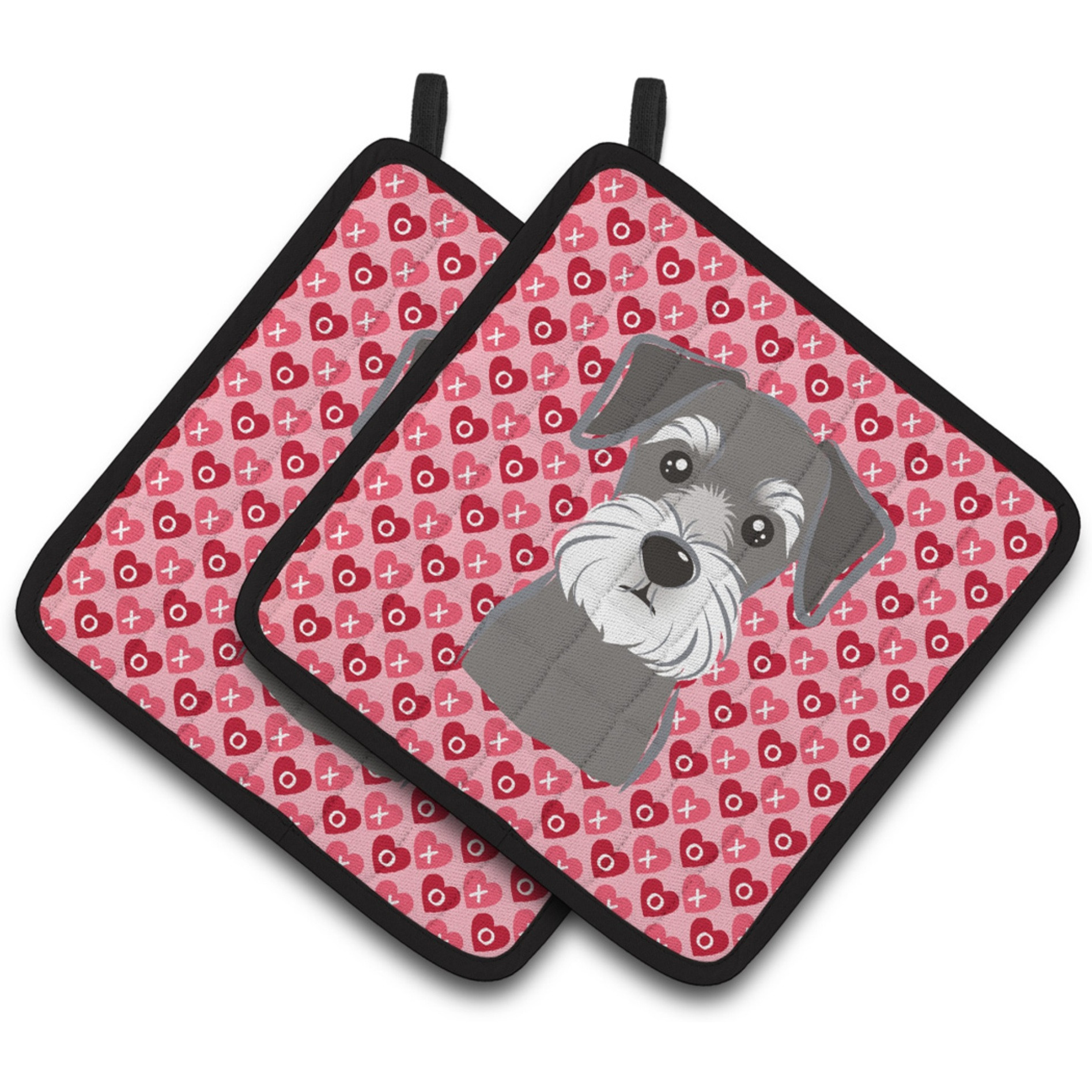 &quotCaroline's Treasures Schnauzer Hearts Pair of Pot Holders, 7.5HX7.5W, Multicolor"