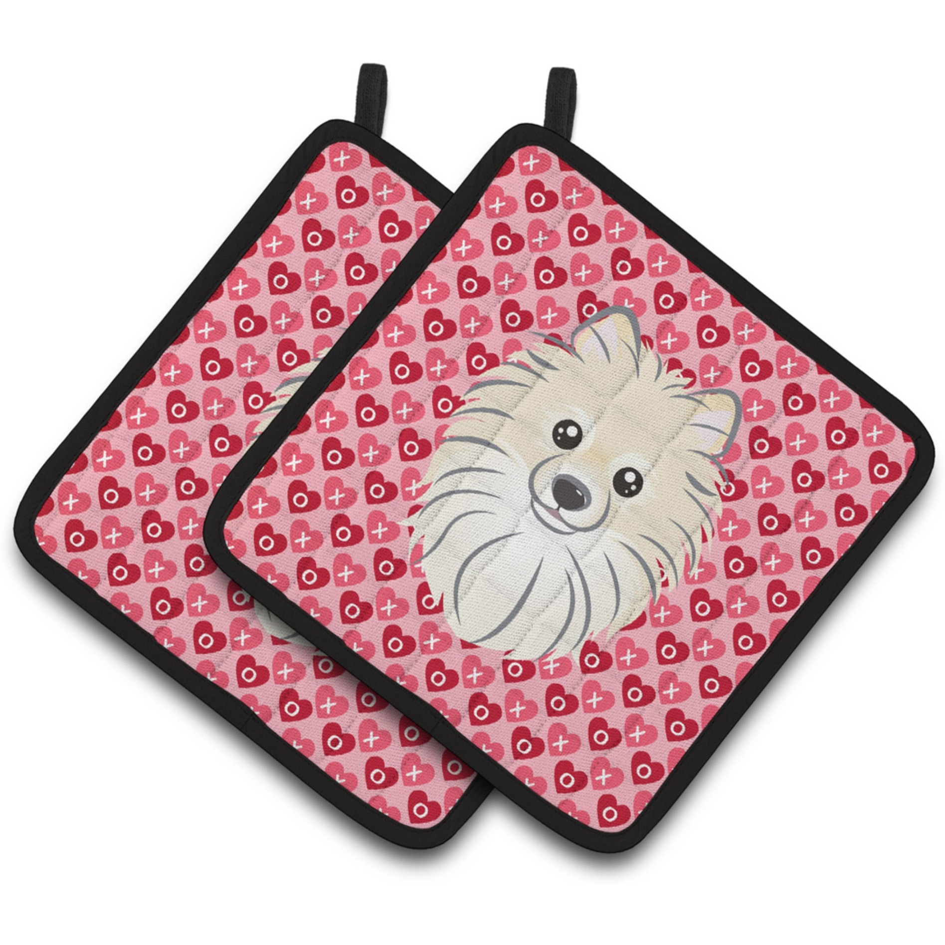 &quotCaroline's Treasures Pomeranian Hearts Pair of Pot Holders, 7.5HX7.5W, Multicolor"