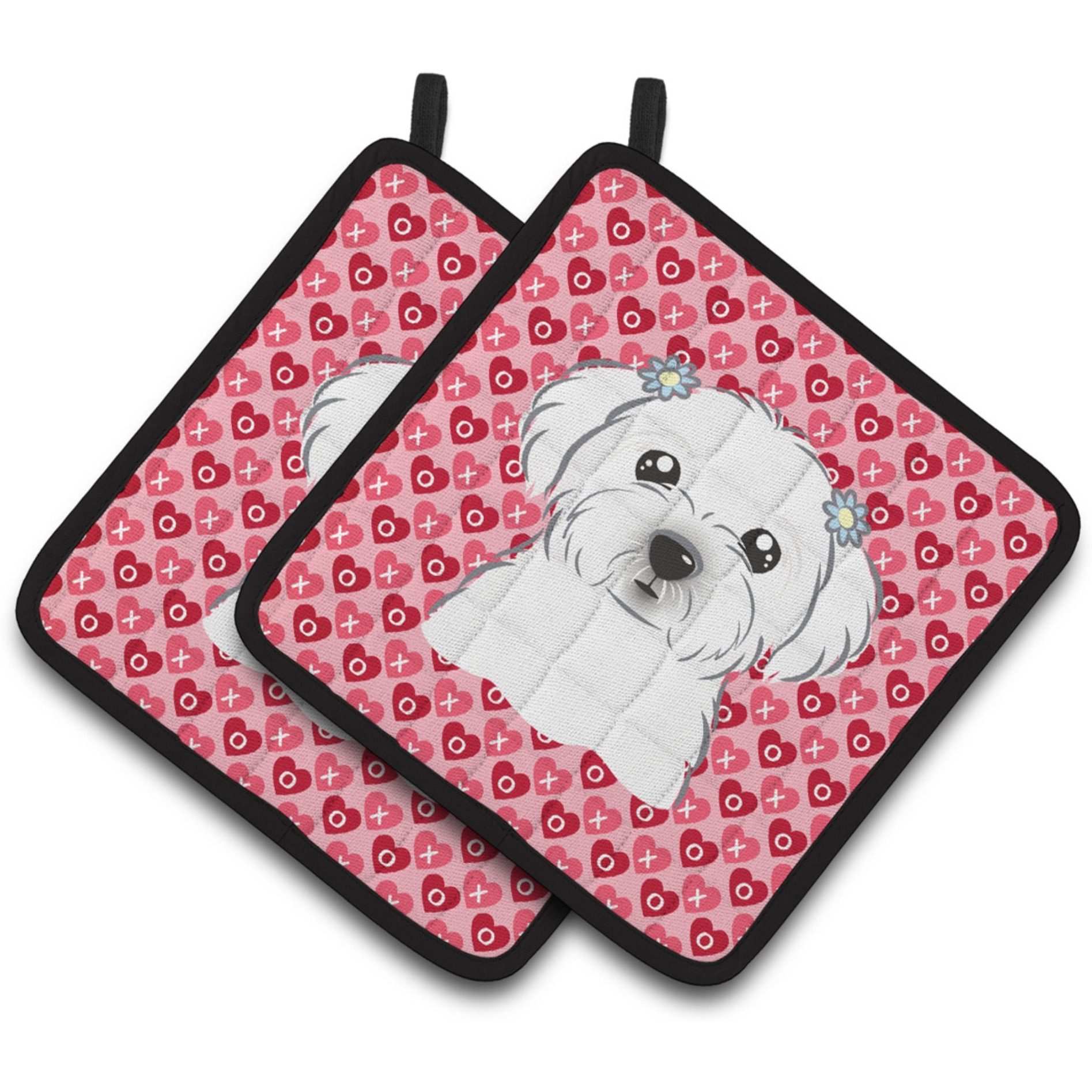 &quotCaroline's Treasures Maltese Hearts Pair of Pot Holders, 7.5HX7.5W, Multicolor"