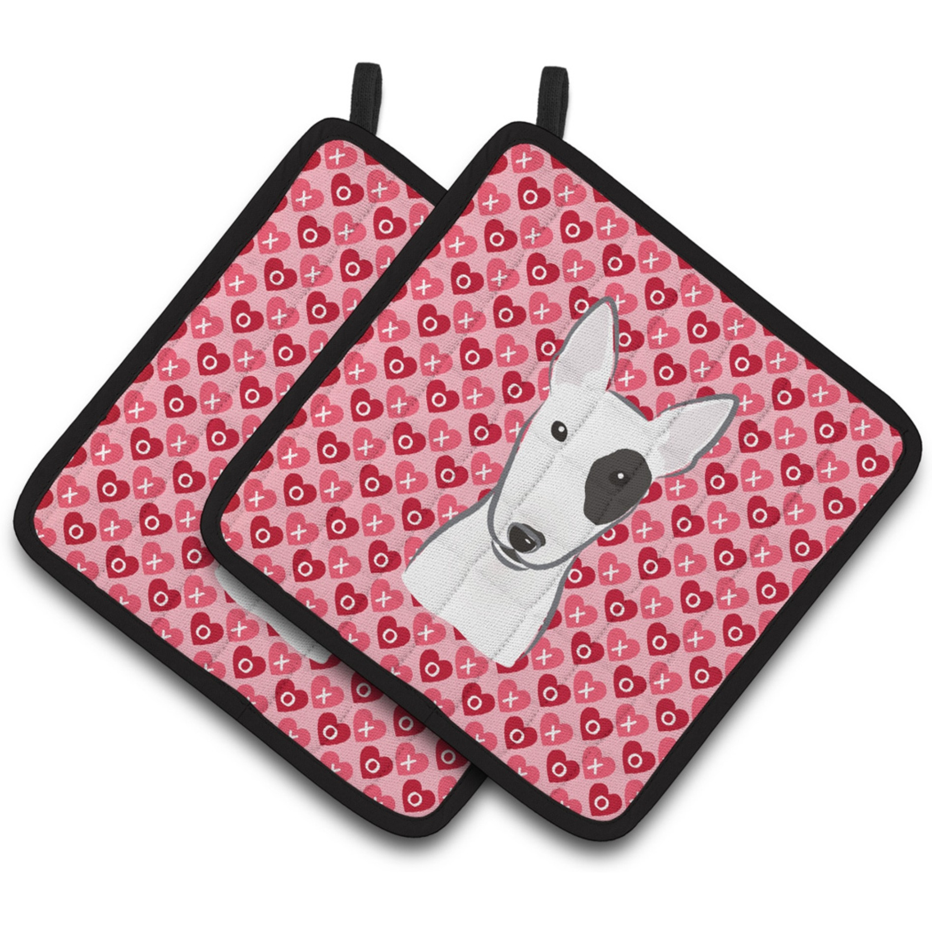 &quotCaroline's Treasures Bull Terrier Hearts Pair of Pot Holders, 7.5HX7.5W, Multicolor"