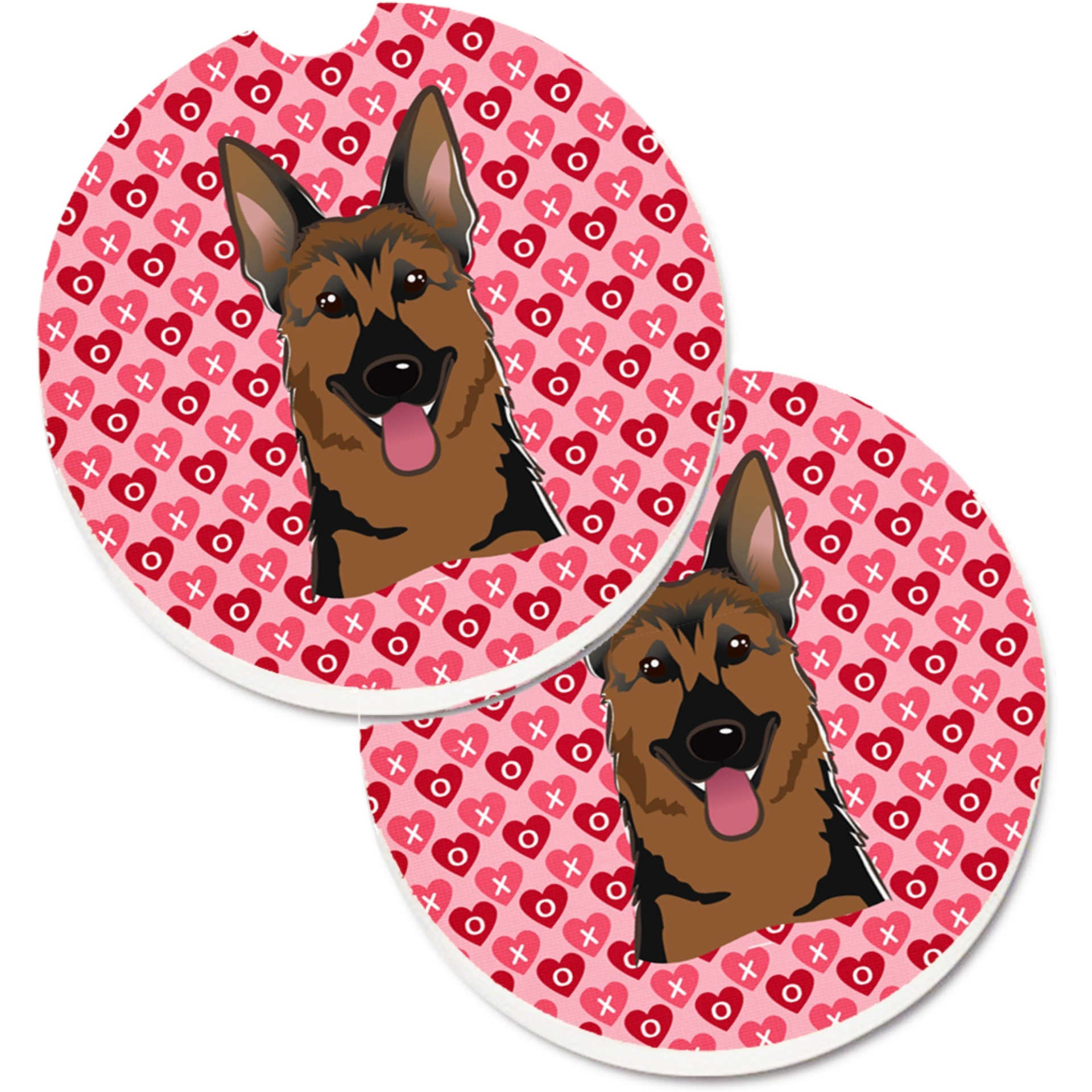 &quotCaroline's Treasures German Shepherd Hearts Set of 2 Cup Holder Car Coasters, 2.56, Multicolor"