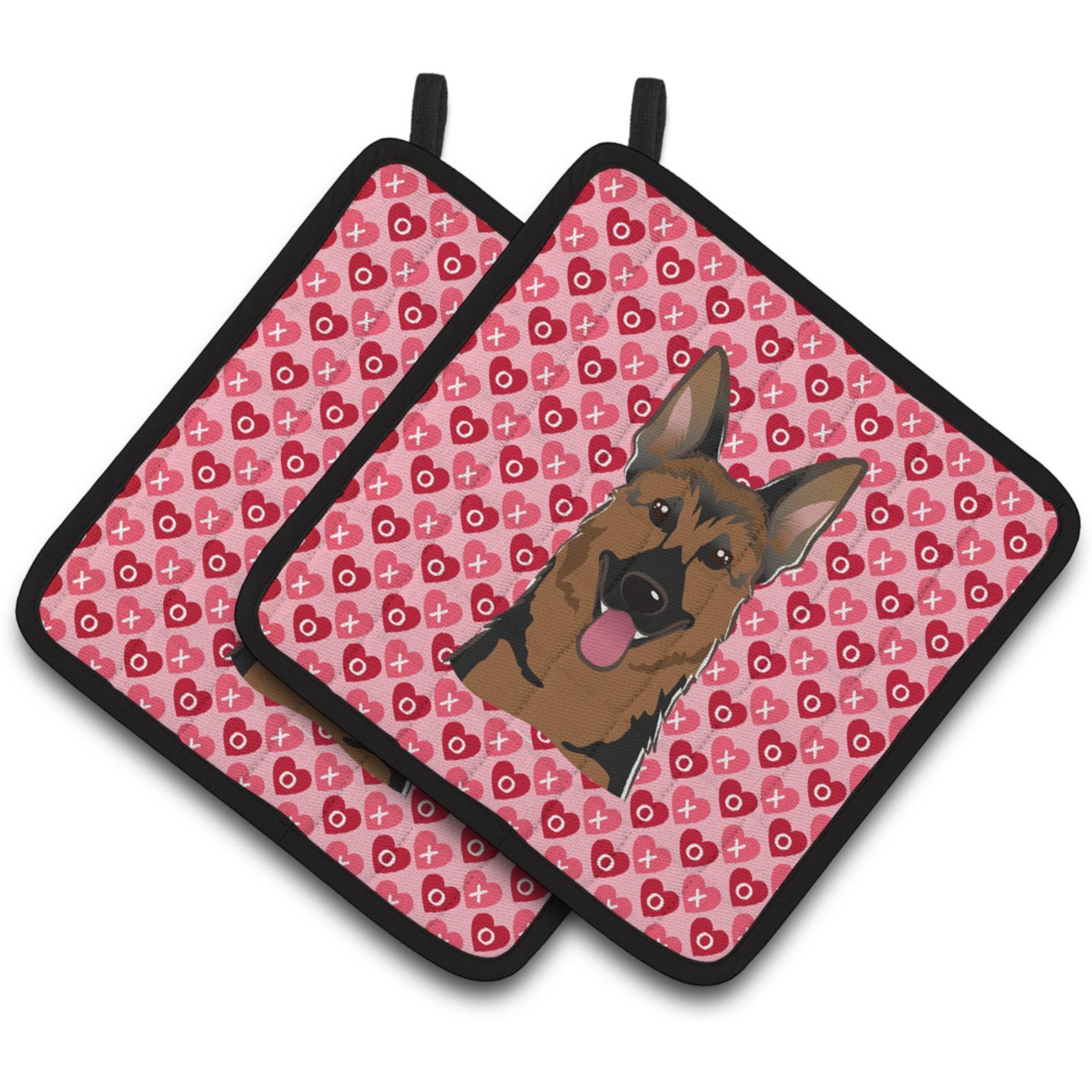 &quotCaroline's Treasures German Shepherd Hearts Pair of Pot Holders, 7.5HX7.5W, Multicolor"