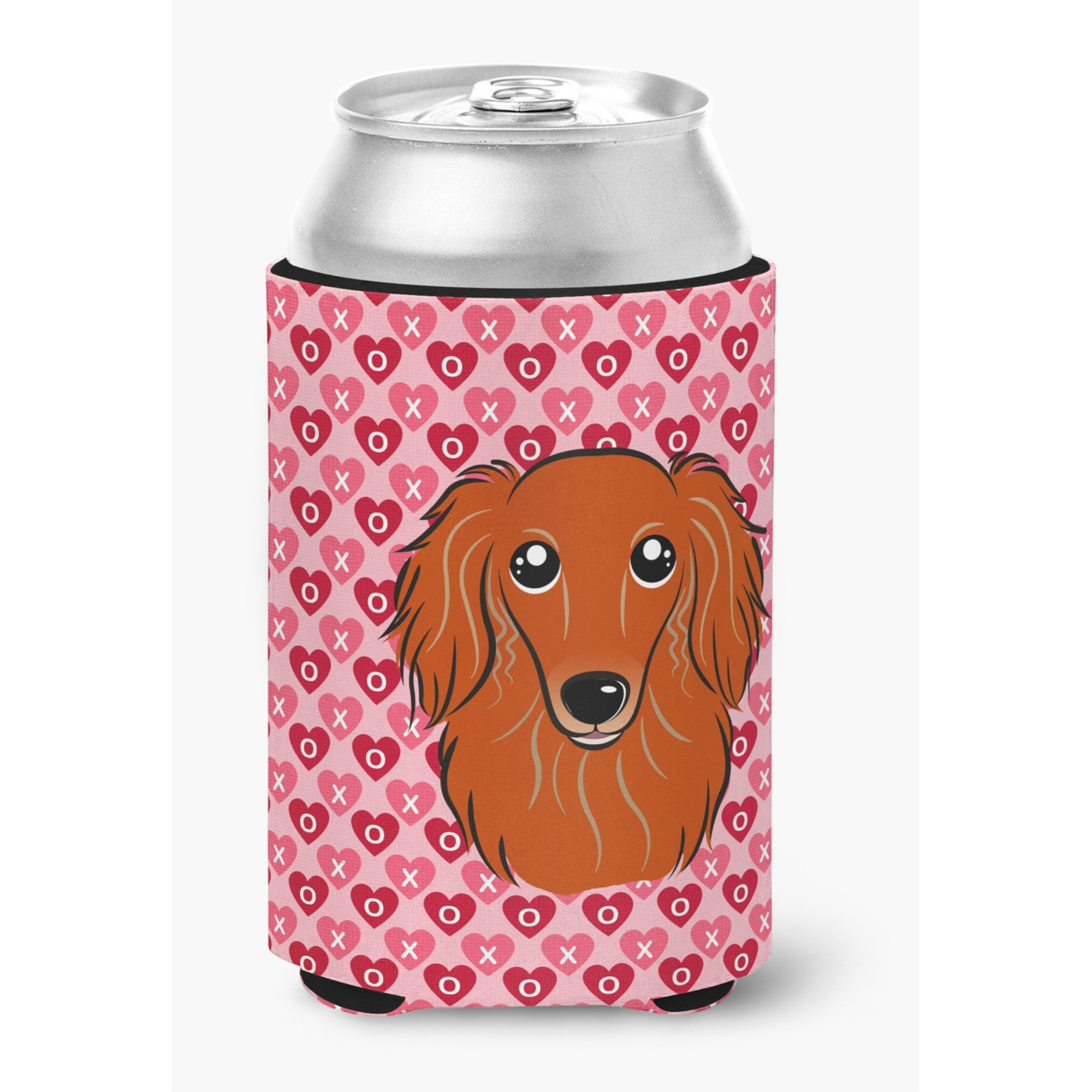 &quotCaroline's Treasures Longhair Red Dachshund Hearts Can or Bottle Hugger, Multicolor"