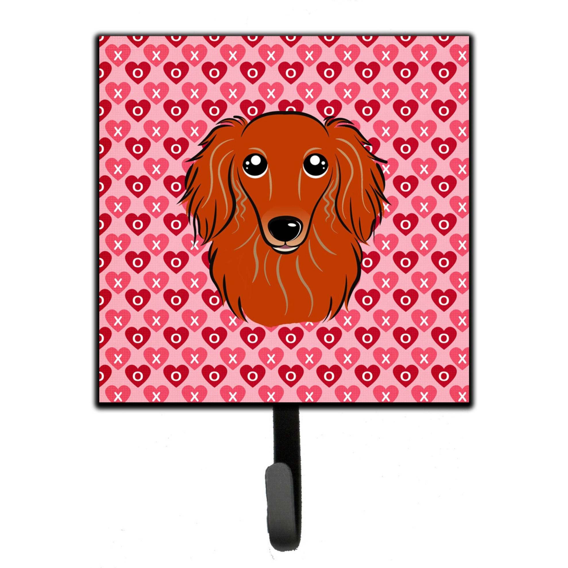 &quotCaroline's Treasures Longhair Red Dachshund Hearts Wall Hook, Small, Multicolor"