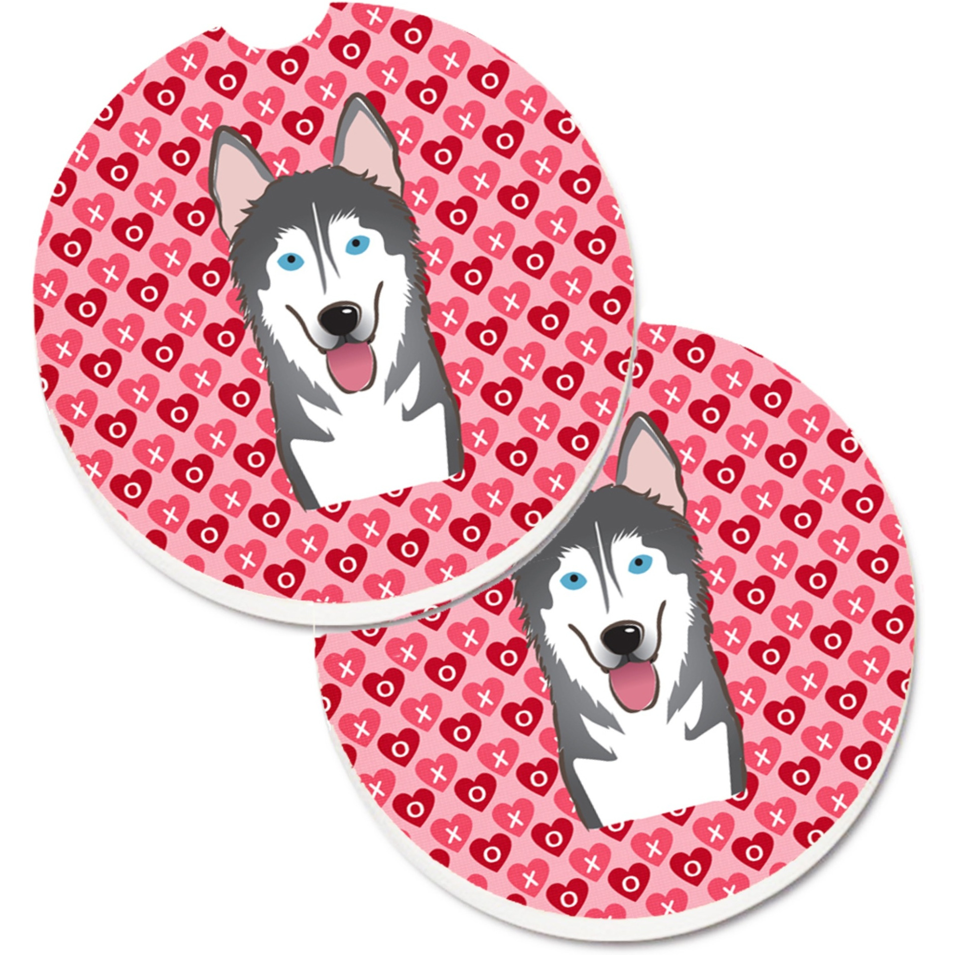 &quotCaroline's Treasures Alaskan Malamute Hearts Set of 2 Cup Holder Car Coasters, 2.56, Multicolor"